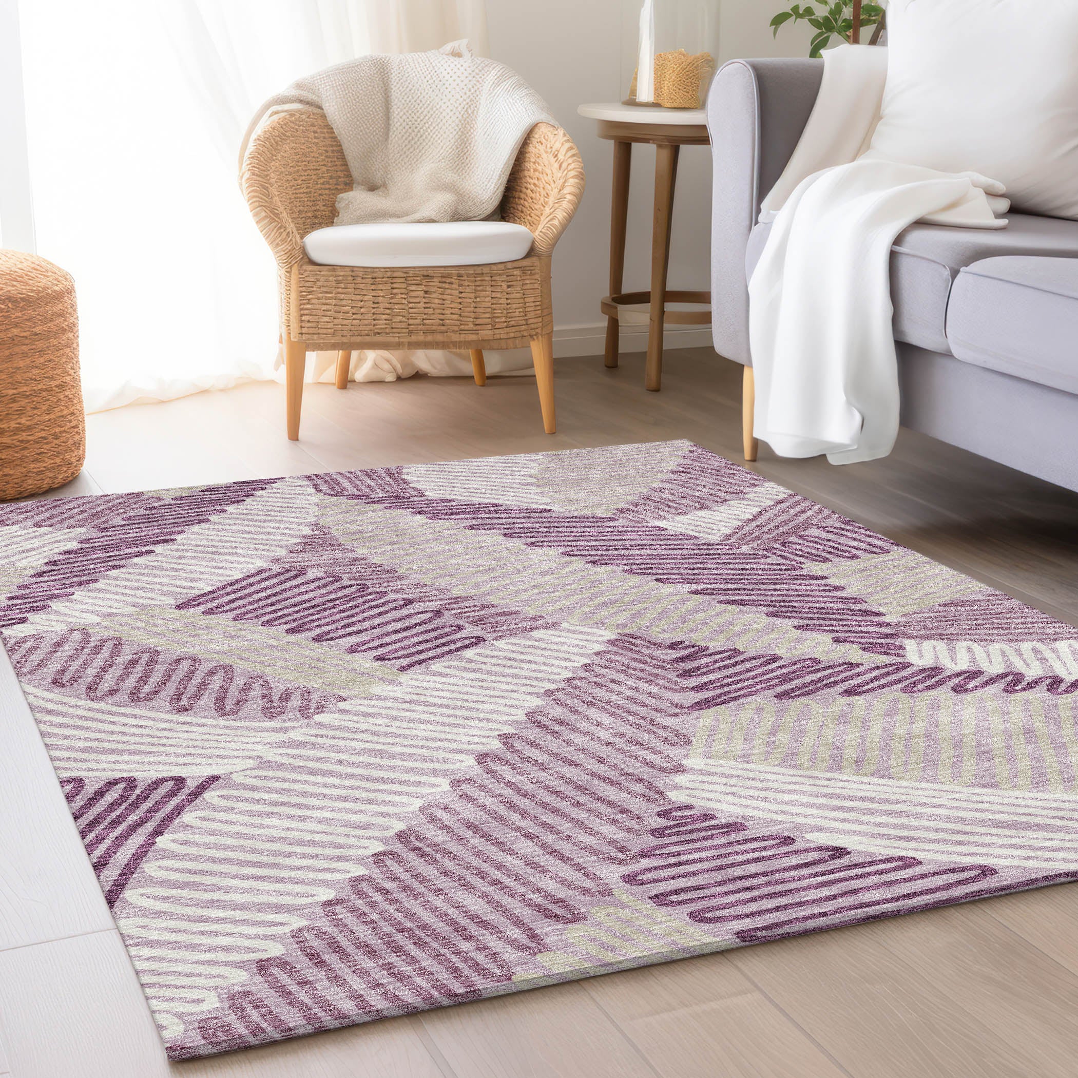 Istanbul Machine Washable Transitional Lavender Purple Rug 2'6" x 3'10" #shape_Rectangle