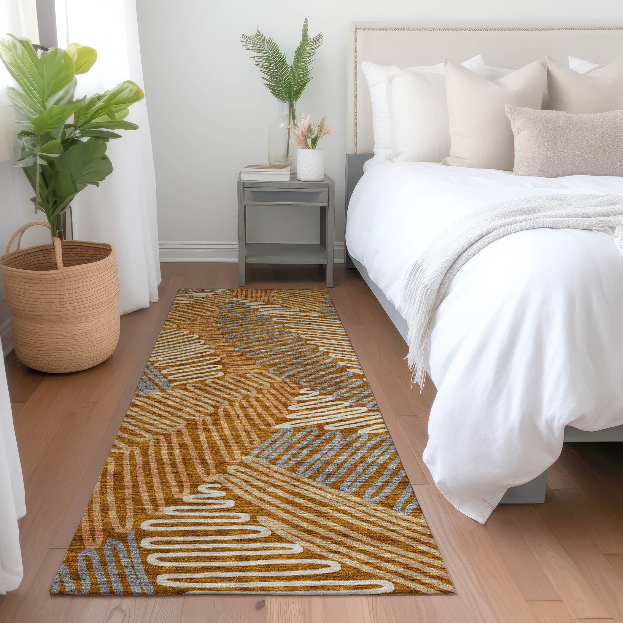 Istanbul Machine Washable Transitional Paprika Orange Rug 2'3" x 7'6" #shape_Runner