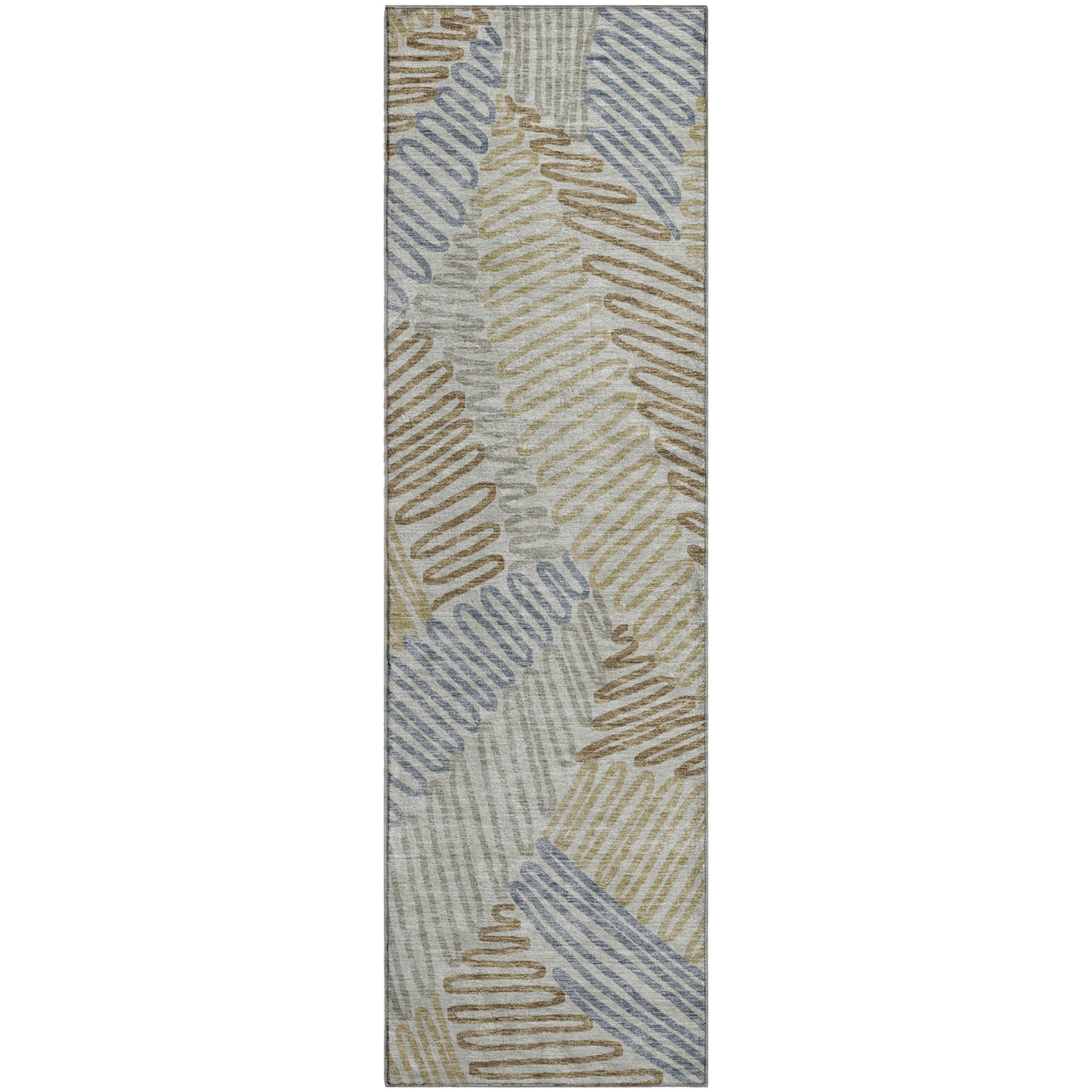Istanbul Machine Washable Transitional Taupe Brown Rug 2'3" x 7'6" #shape_Runner