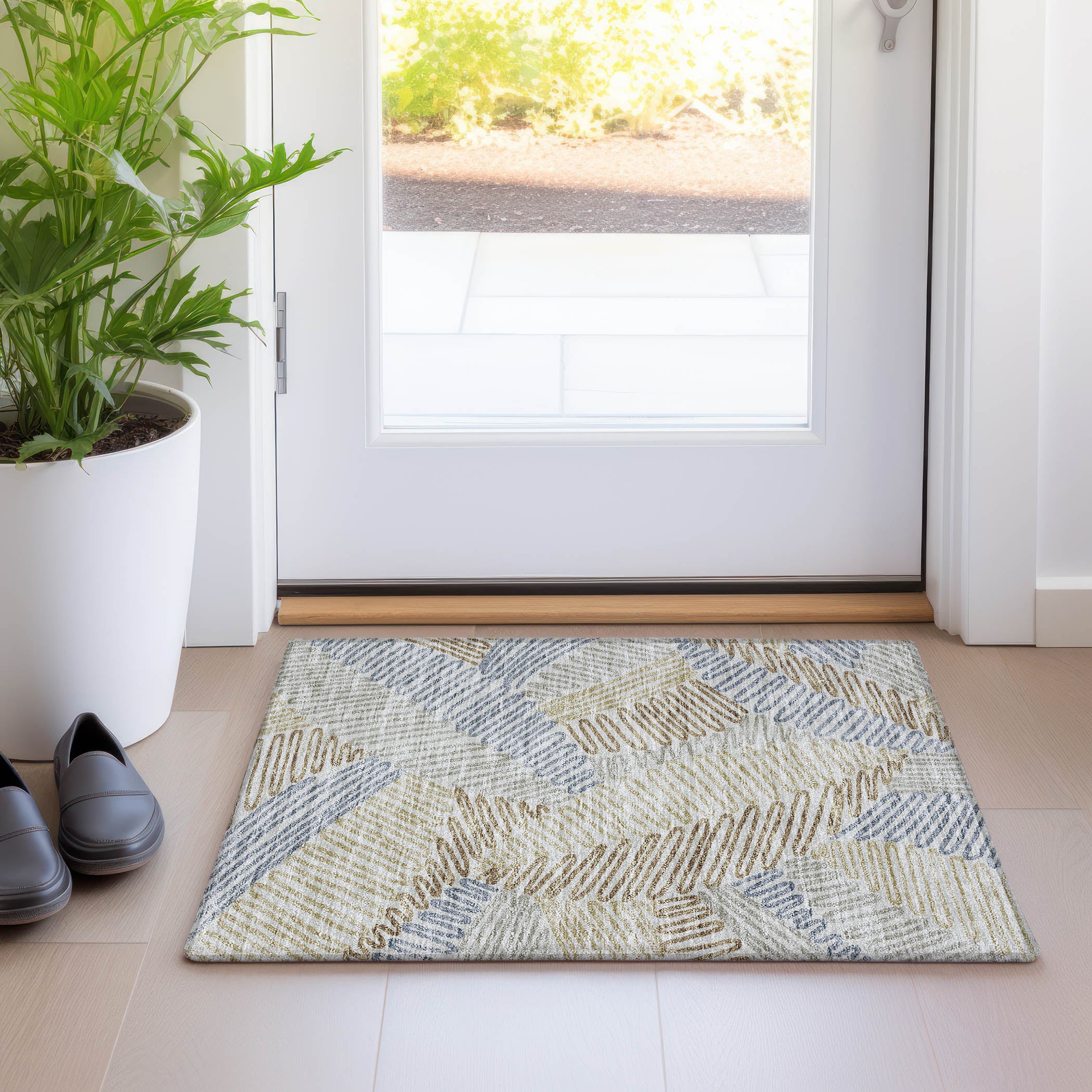 Istanbul Machine Washable Transitional Taupe Brown Rug 1'8" x 2'6" #shape_Rectangle