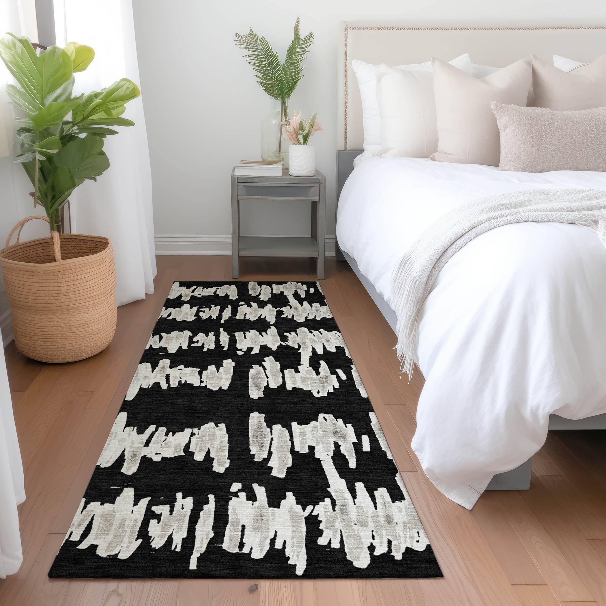 Dubrovnik Machine Washable Transitional Black Rug 2'3" x 7'6" #shape_Runner