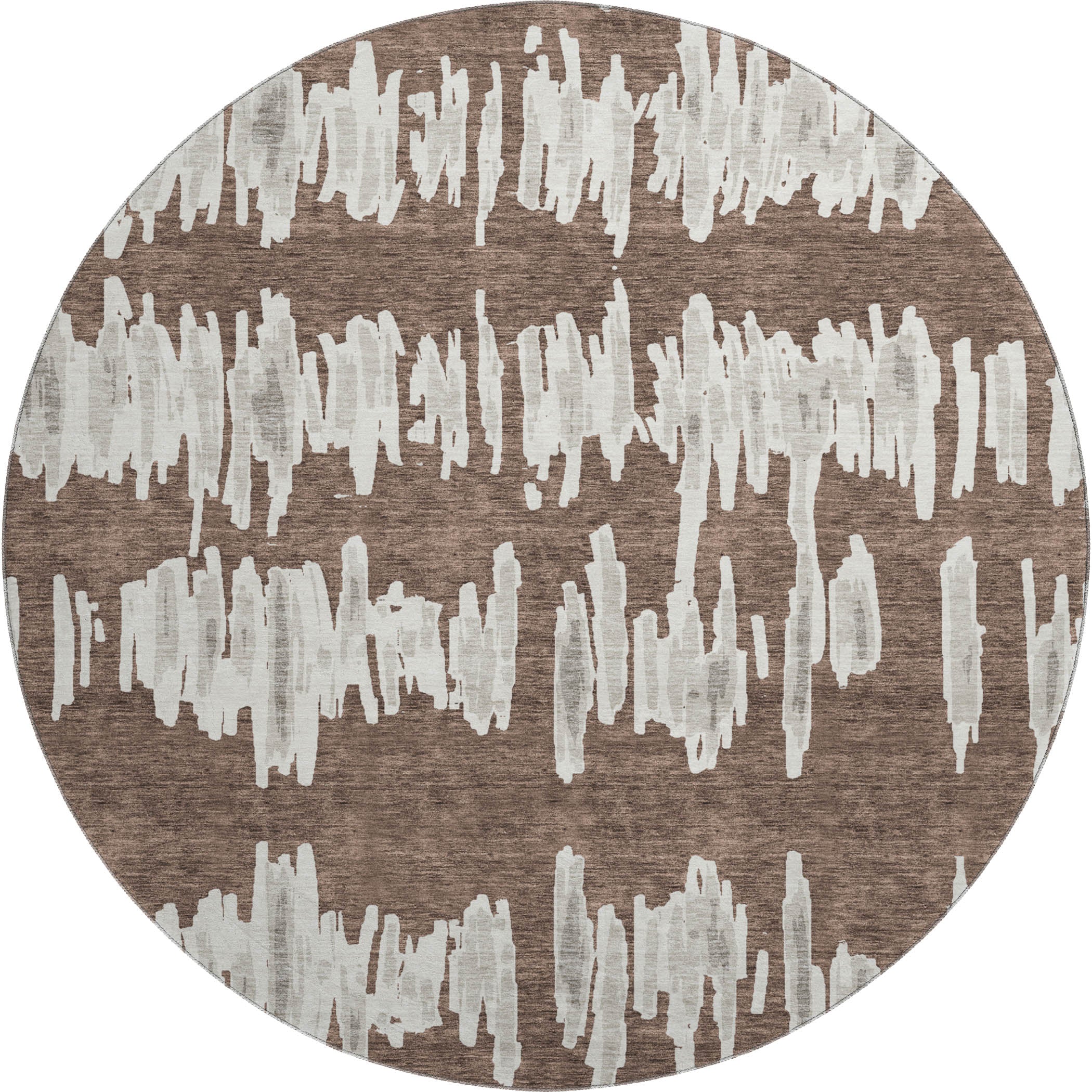 Dubrovnik Machine Washable Transitional Brown Rug 8' x 8' #shape_Round