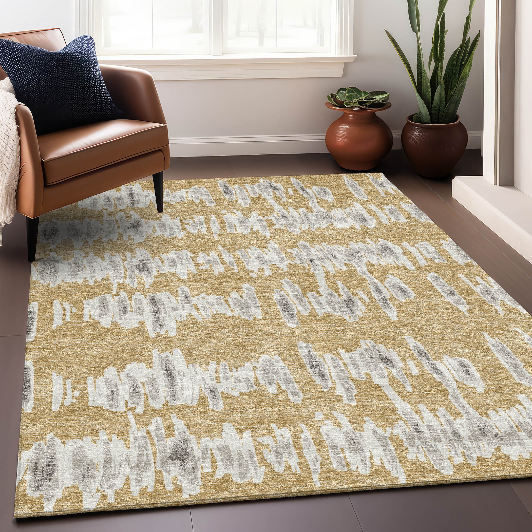 Dubrovnik Machine Washable Transitional Gold Rug 2'6" x 3'10" #shape_Rectangle