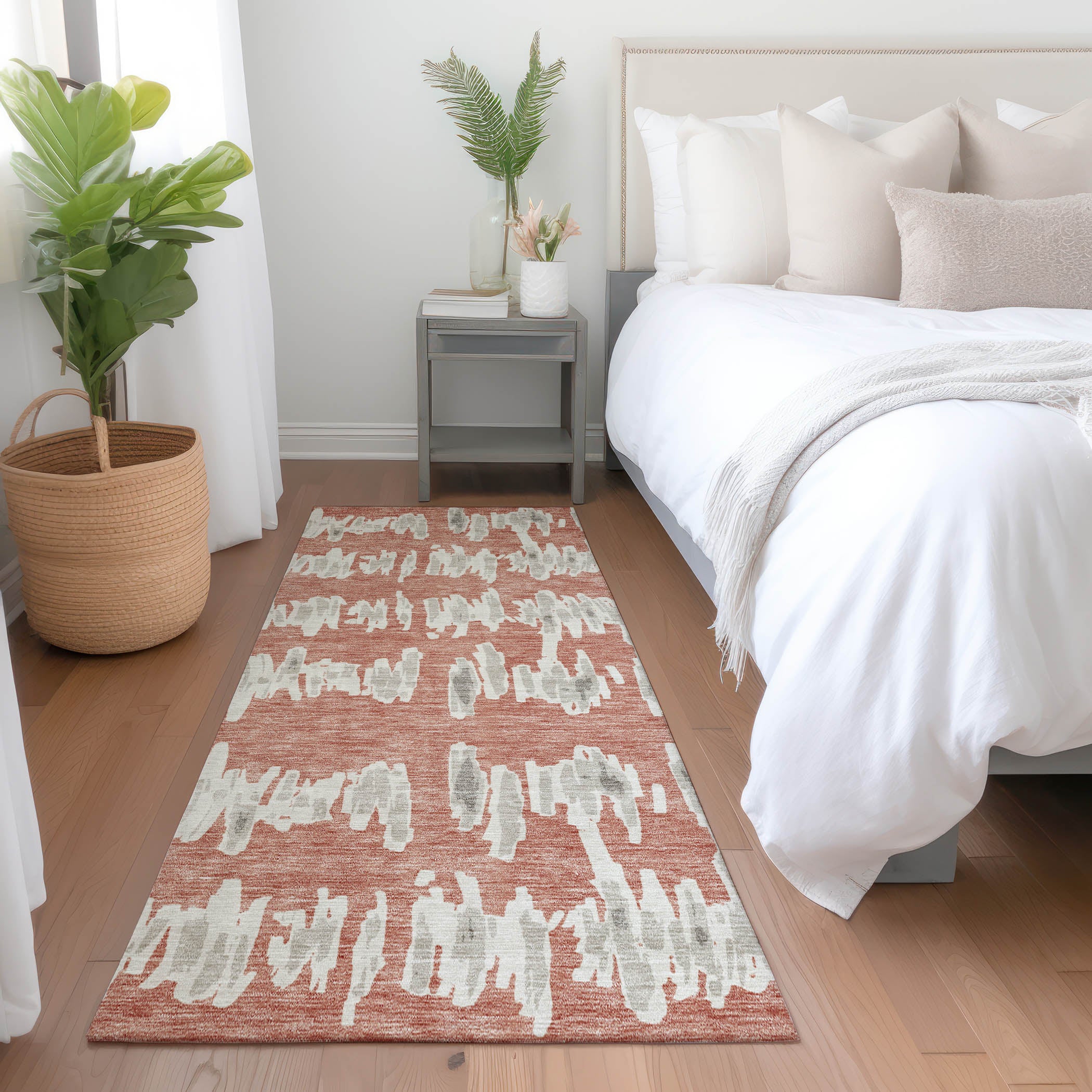 Dubrovnik Machine Washable Transitional Salmon Orange Rug 2'3" x 7'6" #shape_Runner