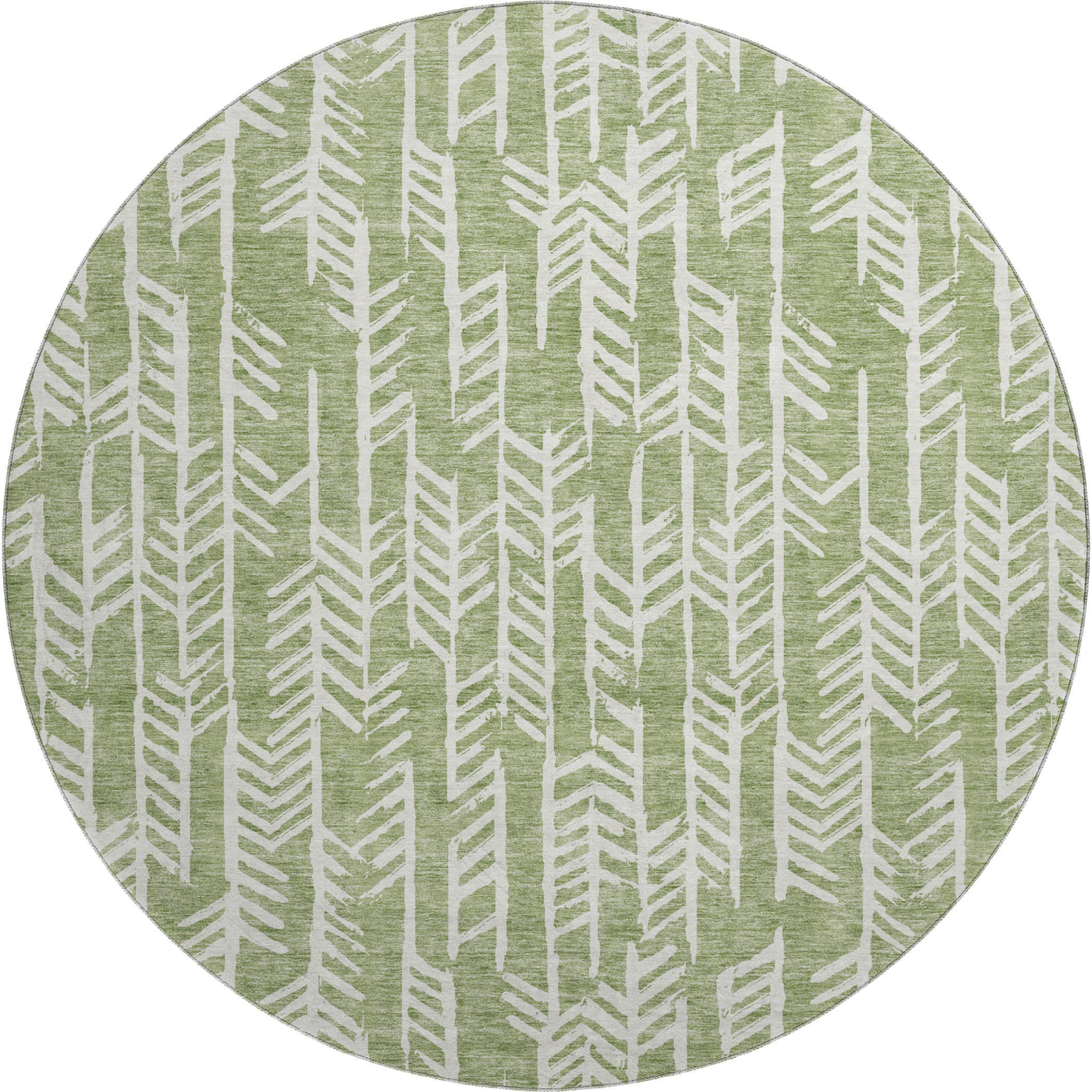 Reykjavik Machine Washable Transitional Green Rug 8' x 8' #shape_Round