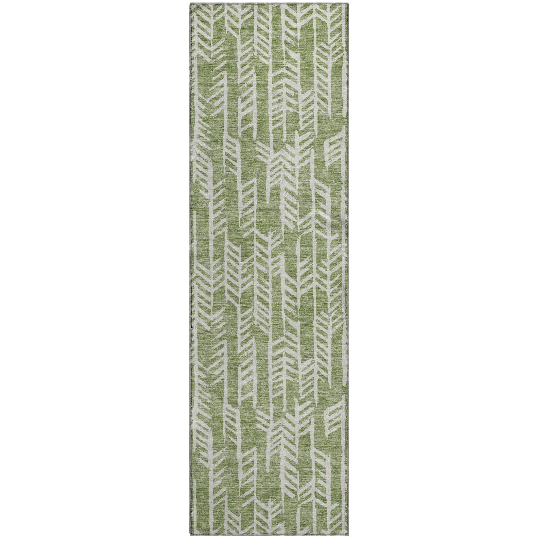 Reykjavik Machine Washable Transitional Green Rug 2'3" x 7'6" #shape_Runner