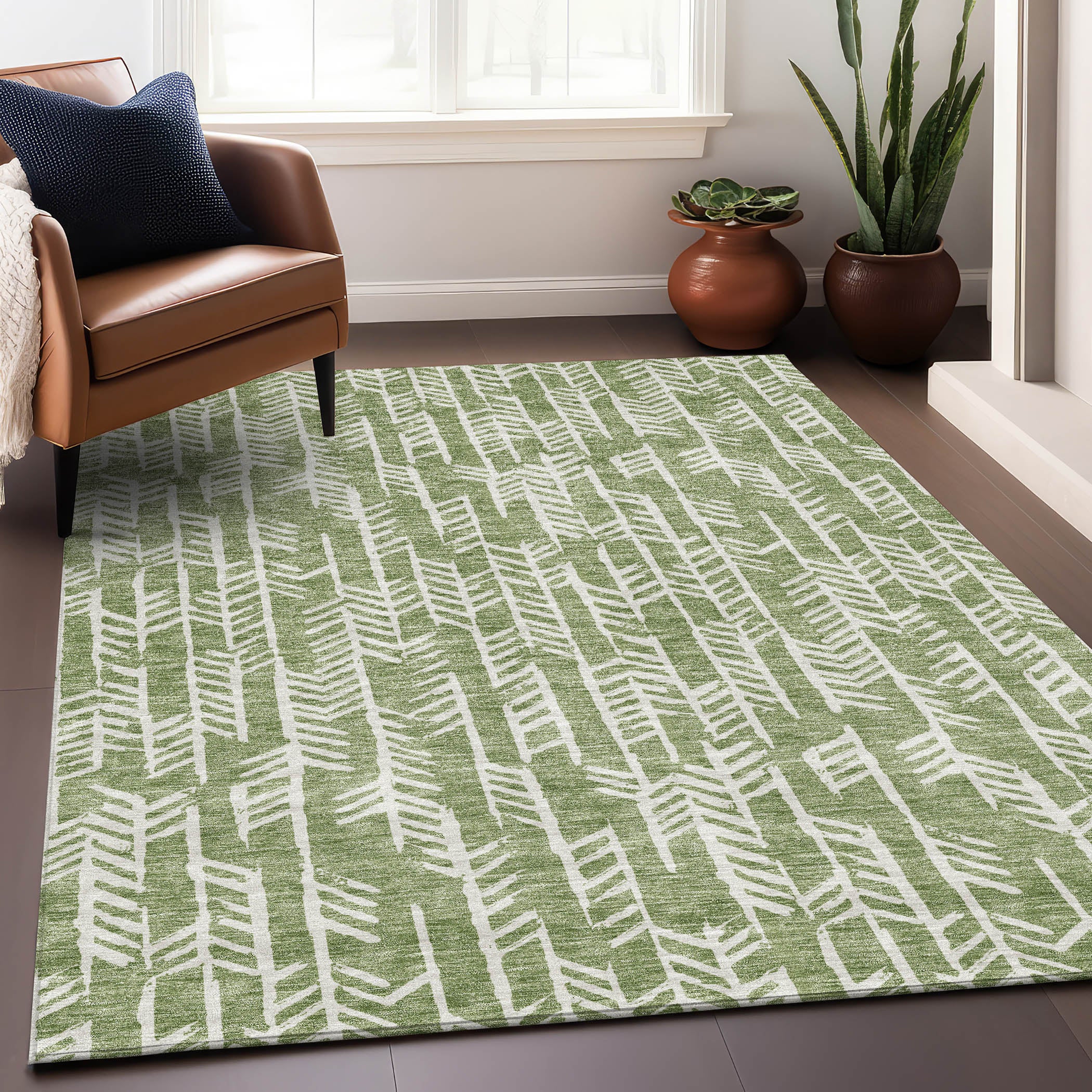 Reykjavik Machine Washable Transitional Green Rug 2'6" x 3'10" #shape_Rectangle