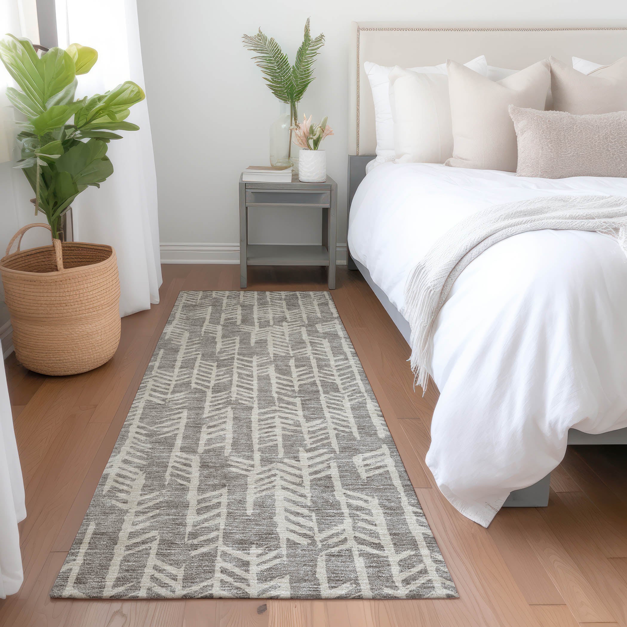 Reykjavik Machine Washable Transitional Taupe Brown Rug 2'3" x 7'6" #shape_Runner