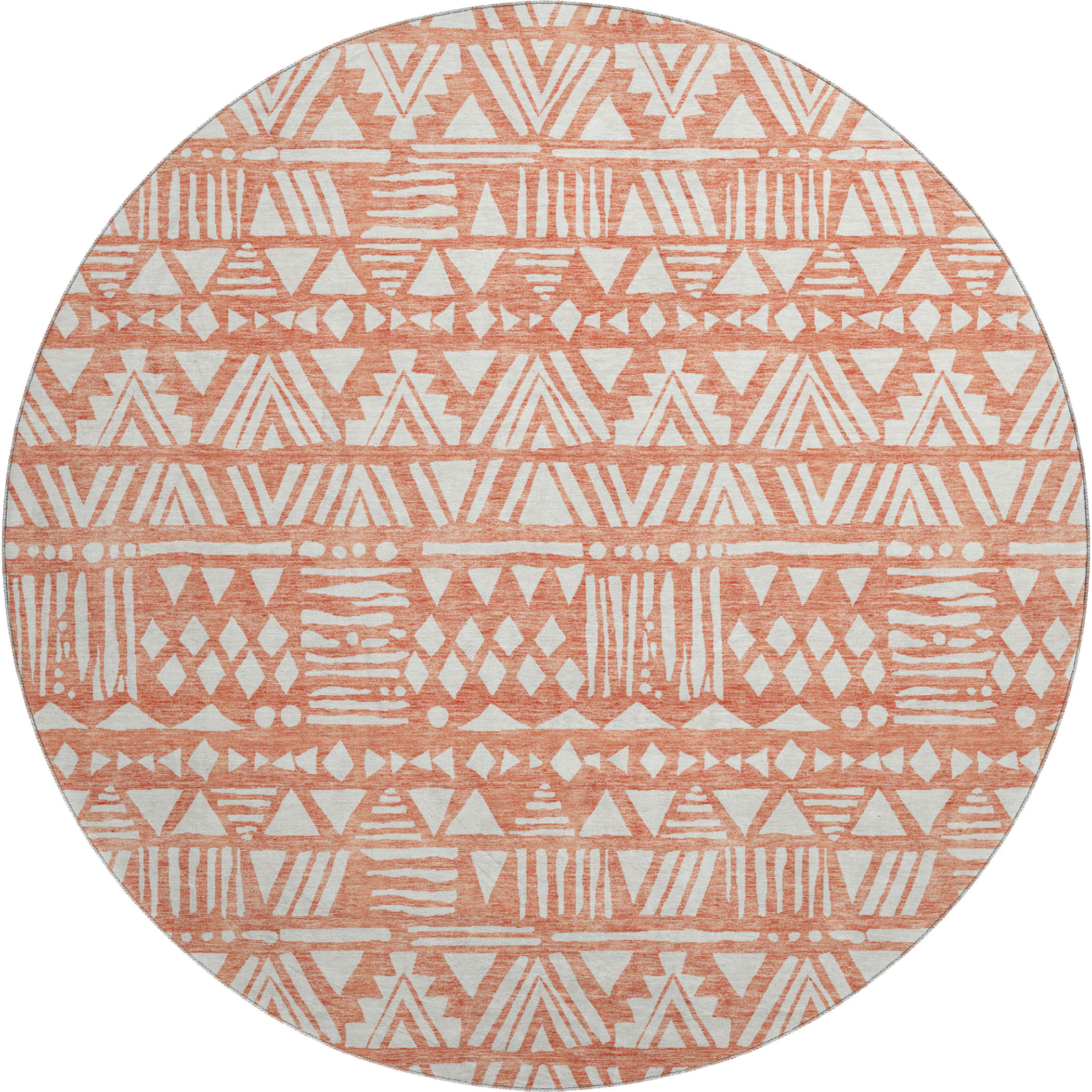 Nairobi Machine Washable Transitional Coral Orange Rug 8' x 8' #shape_Round