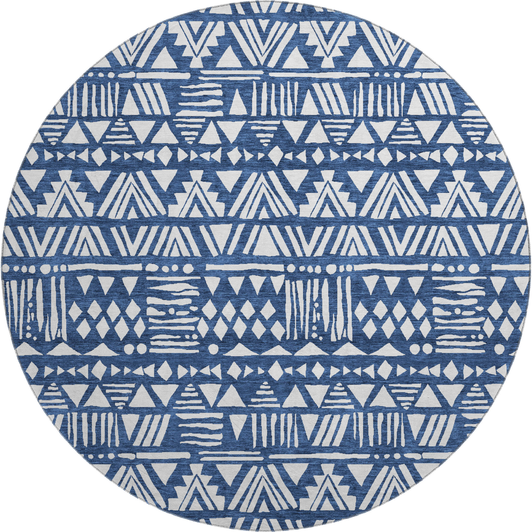 Nairobi Machine Washable Transitional Navy Blue Rug 8' x 8' #shape_Round