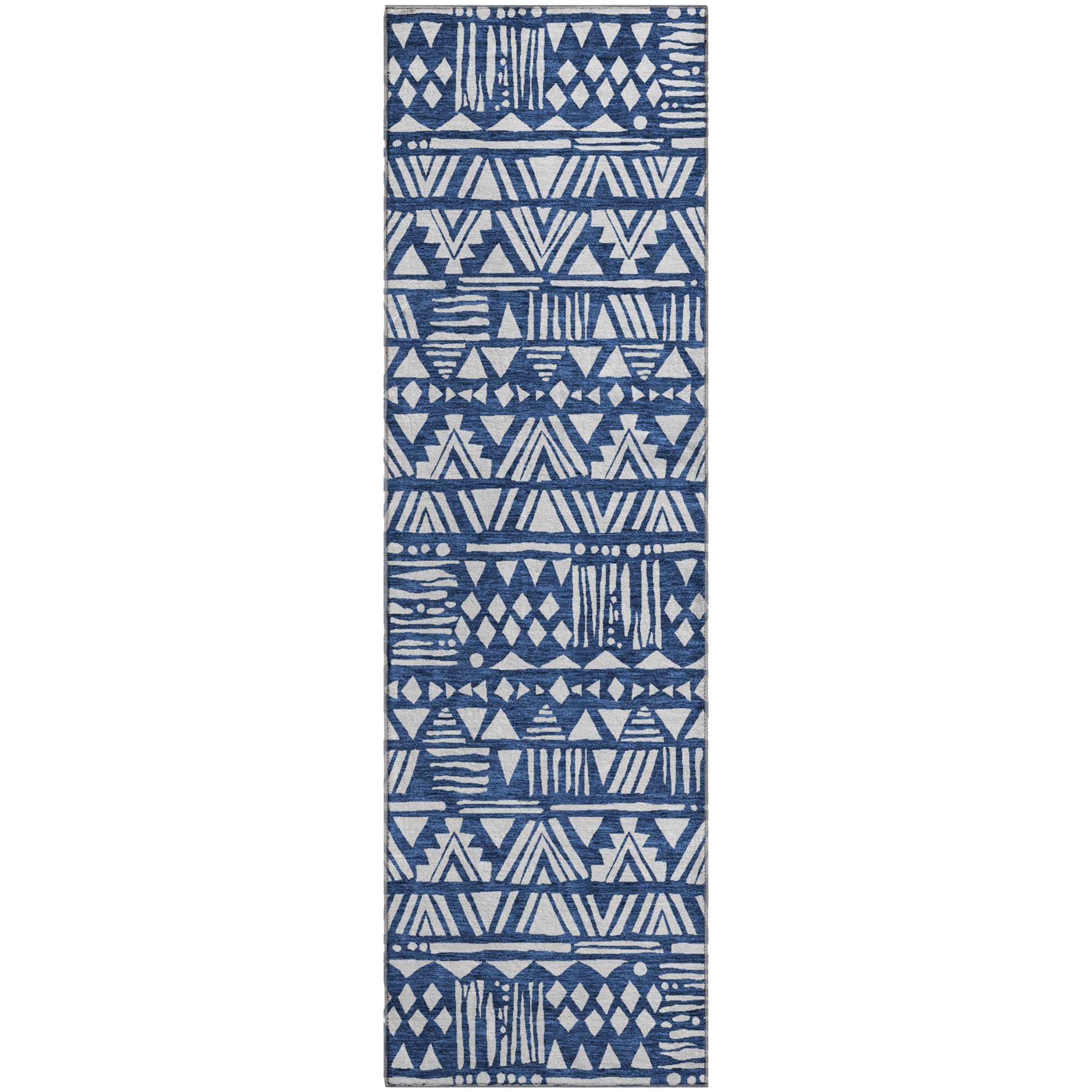 Nairobi Machine Washable Transitional Navy Blue Rug 2'3" x 7'6" #shape_Runner