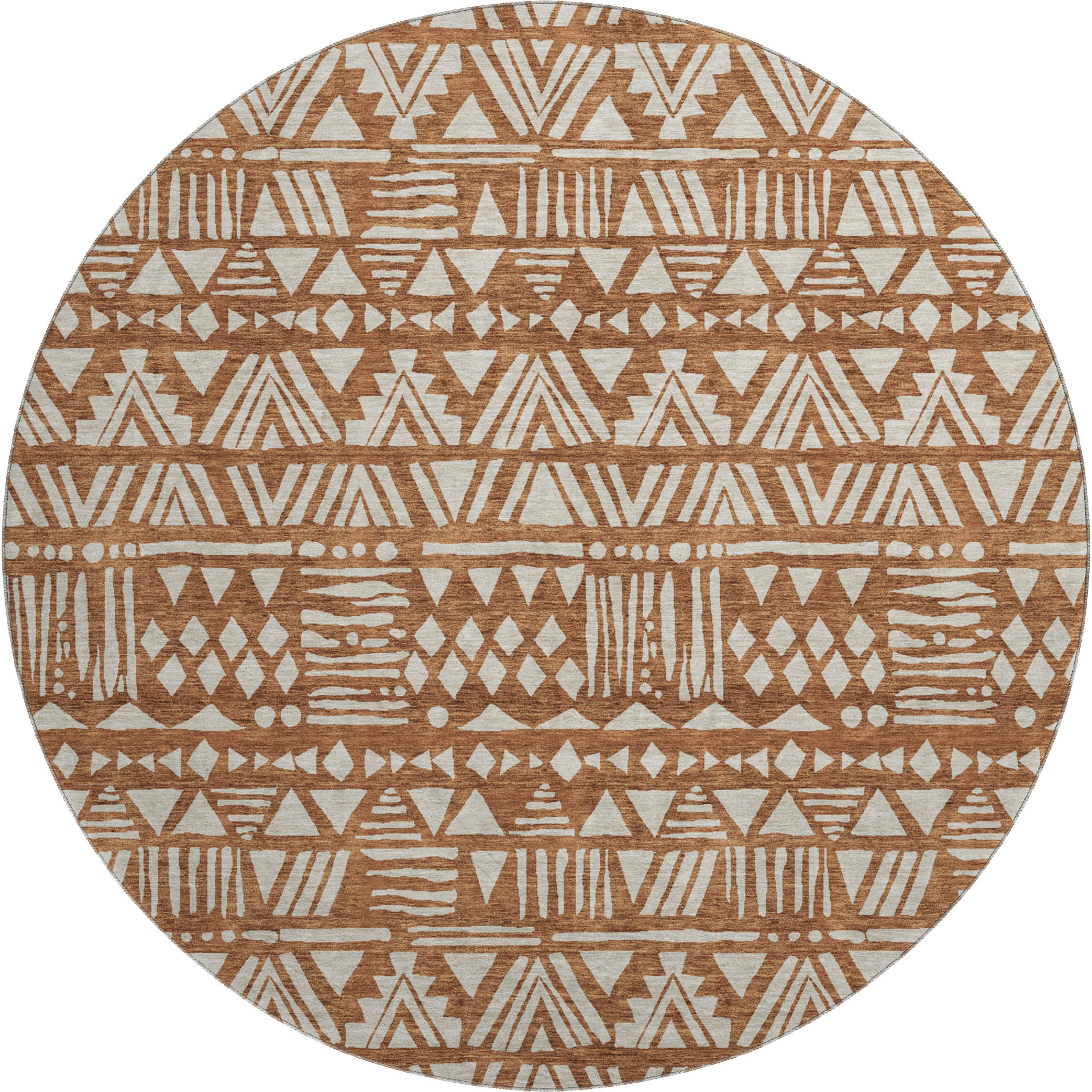 Nairobi Machine Washable Transitional Terracotta Orange Rug 8' x 8' #shape_Round