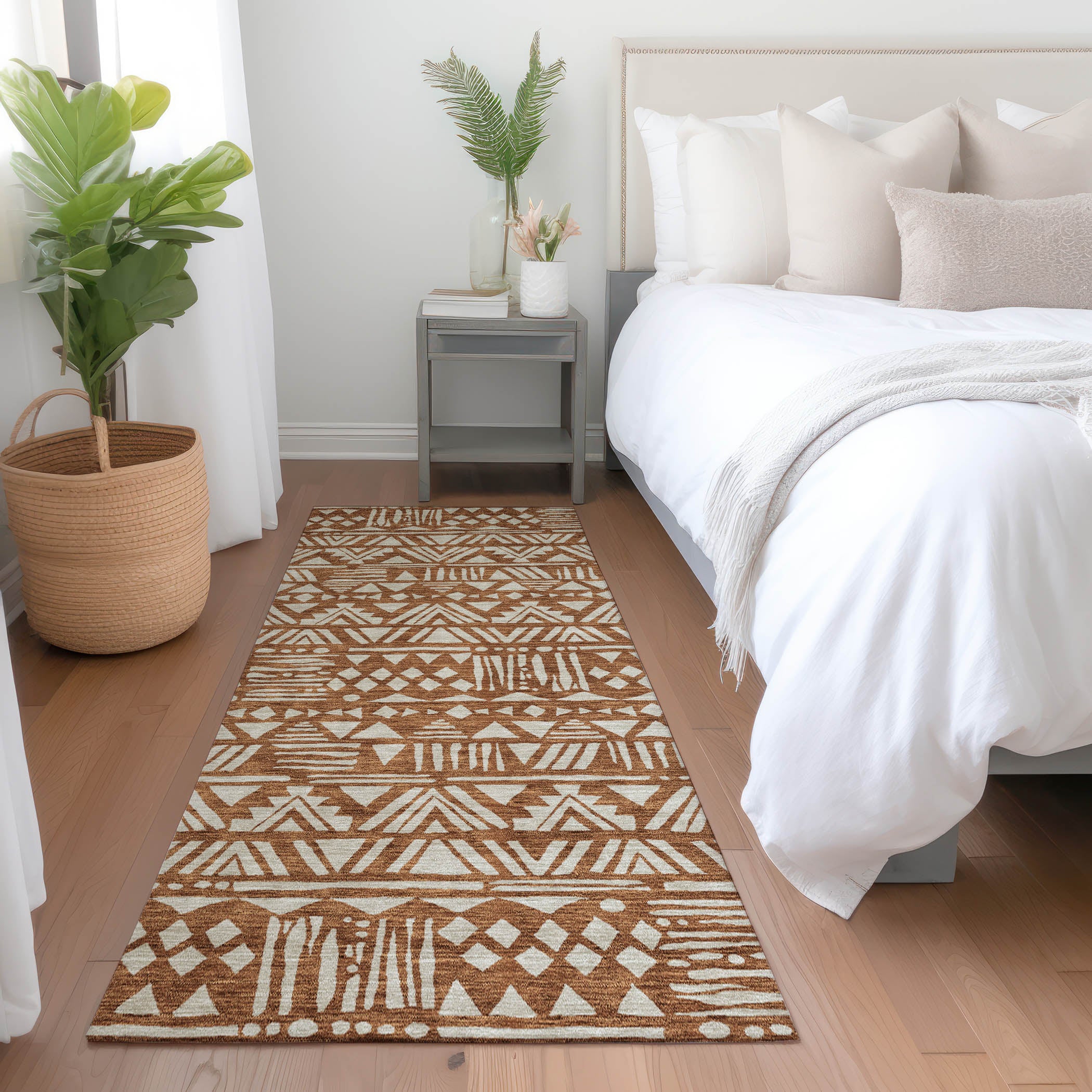 Nairobi Machine Washable Transitional Terracotta Orange Rug 2'3" x 7'6" #shape_Runner