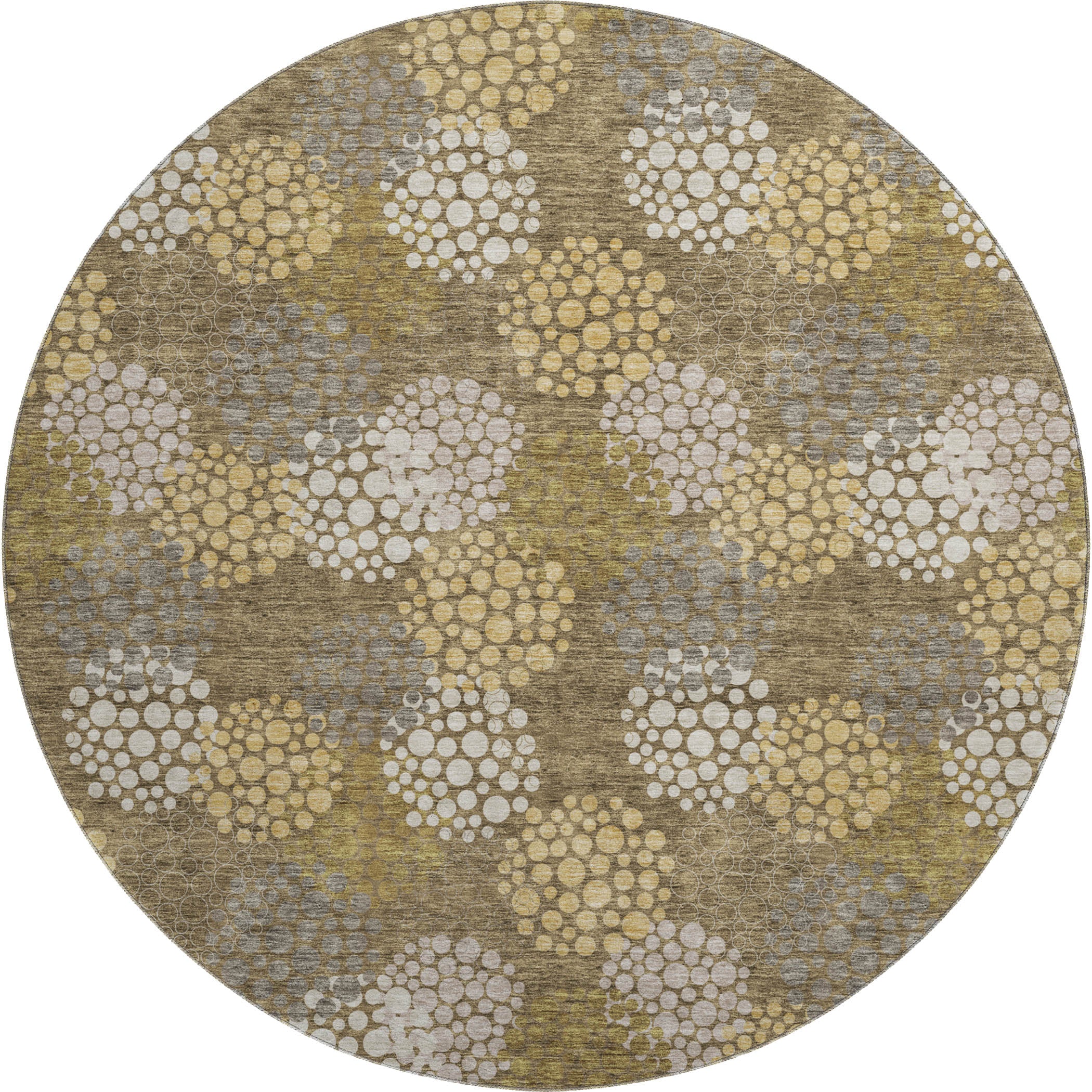 Havana Machine Washable Transitional Brown Rug 8' x 8' #shape_Round