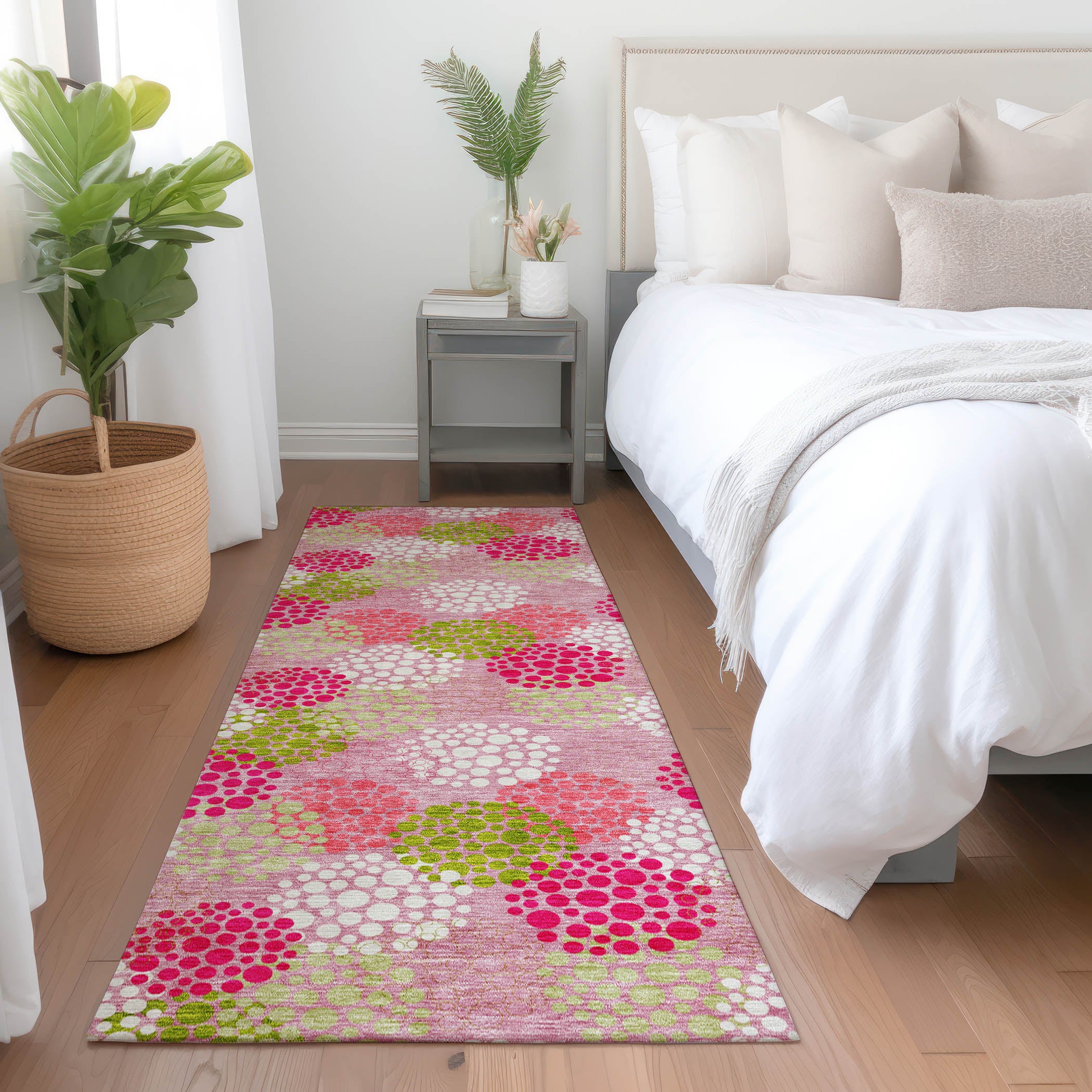 Havana Machine Washable Transitional Pink Rug 2'3" x 7'6" #shape_Runner