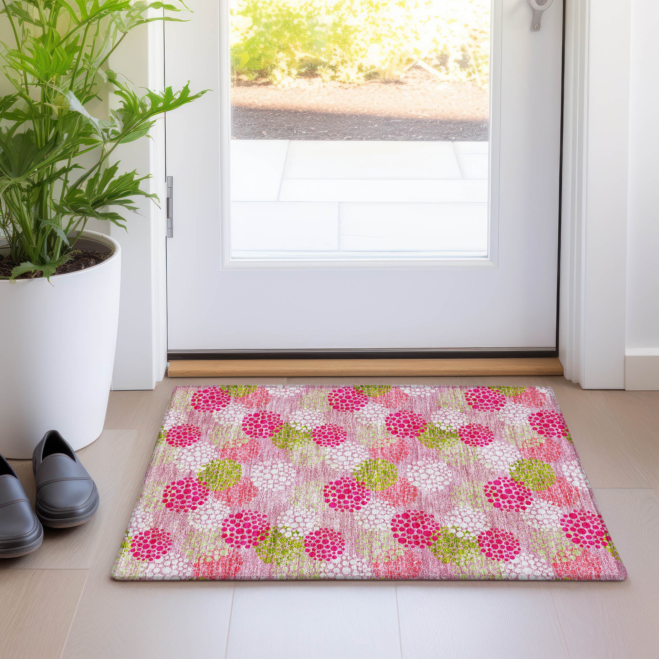 Havana Machine Washable Transitional Pink Rug 1'8" x 2'6" #shape_Rectangle