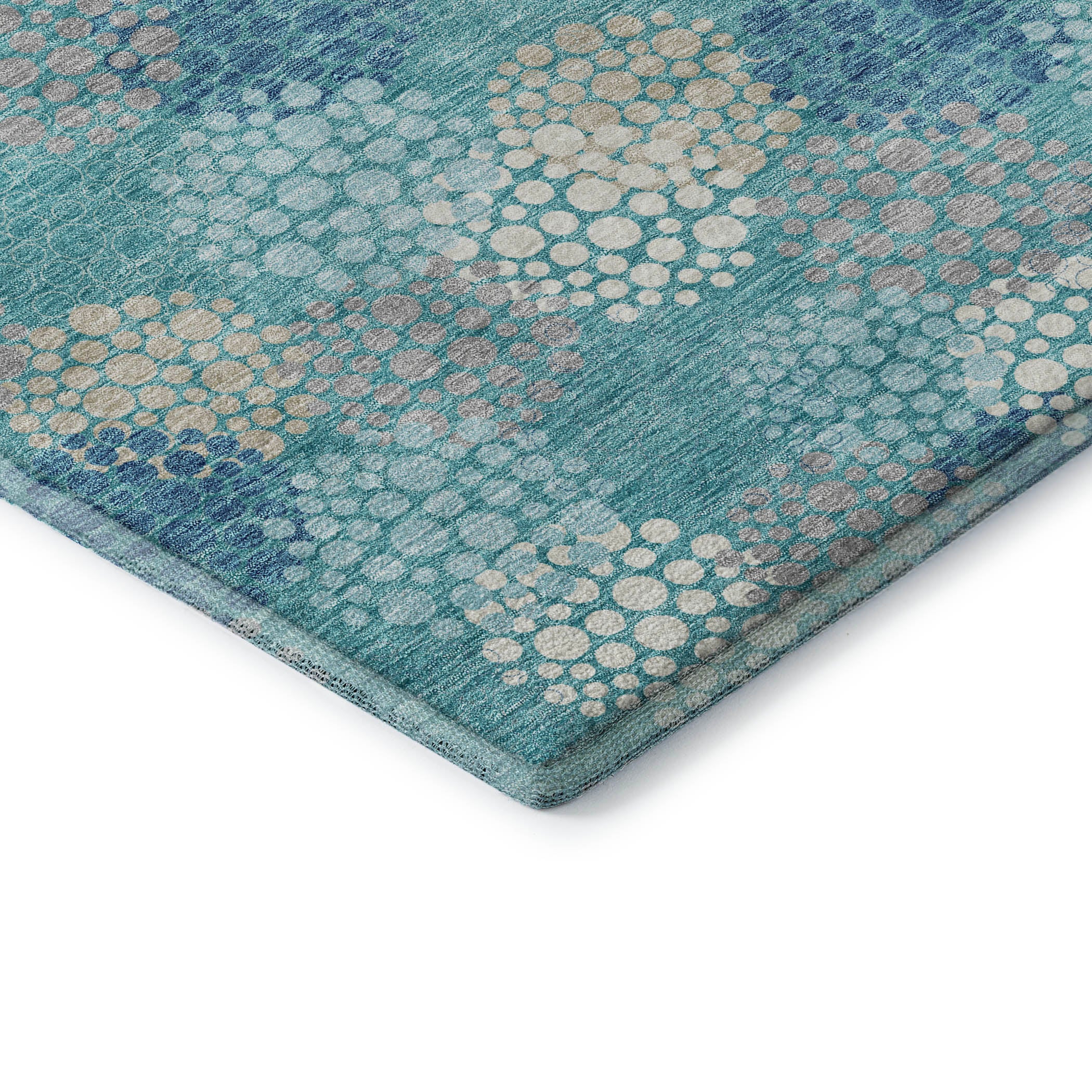 Havana Machine Washable Transitional Teal Rug 1'8" x 2'6" #shape_Rectangle