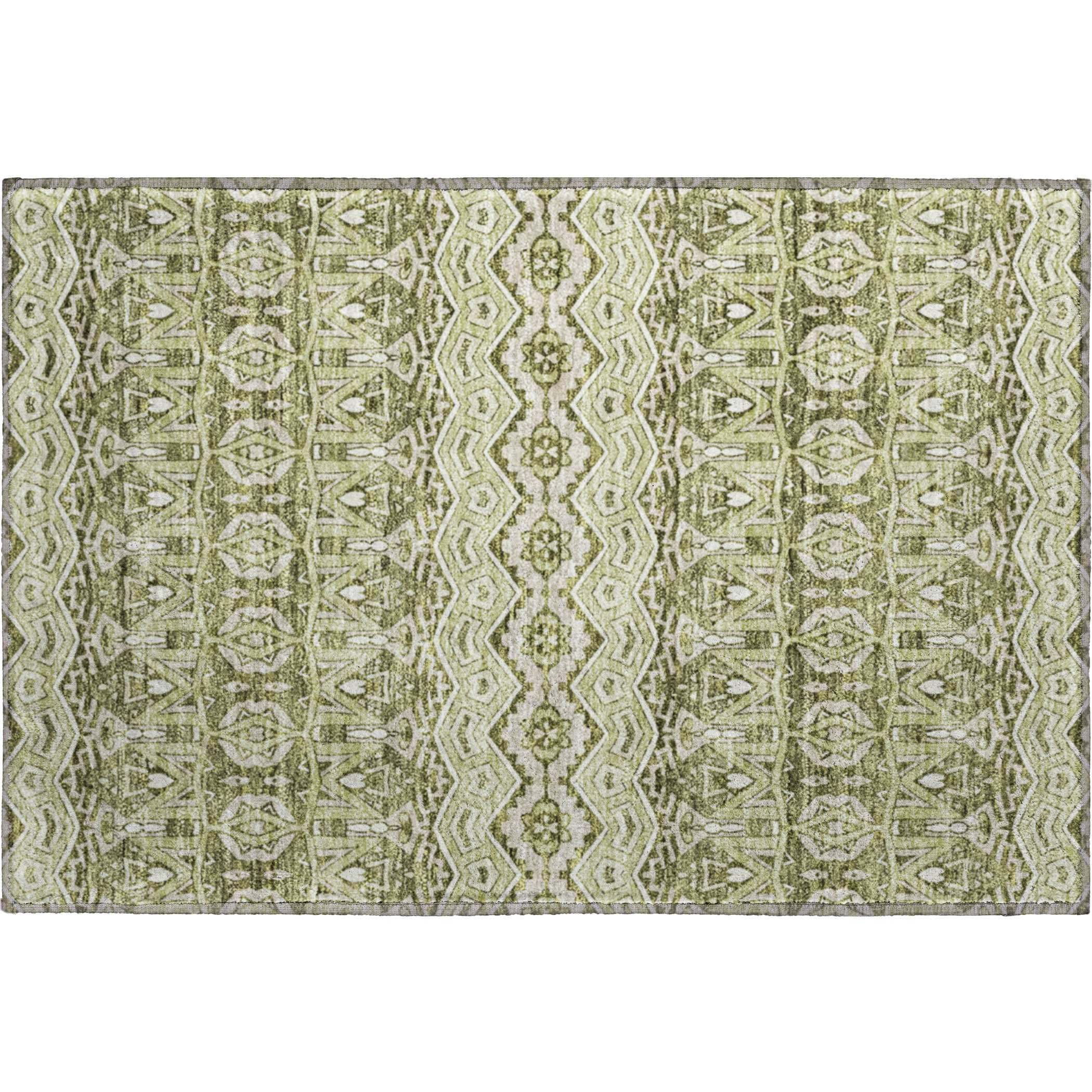 Antigua Machine Washable Transitional Aloe Green Rug 1'8" x 2'6" #shape_Rectangle
