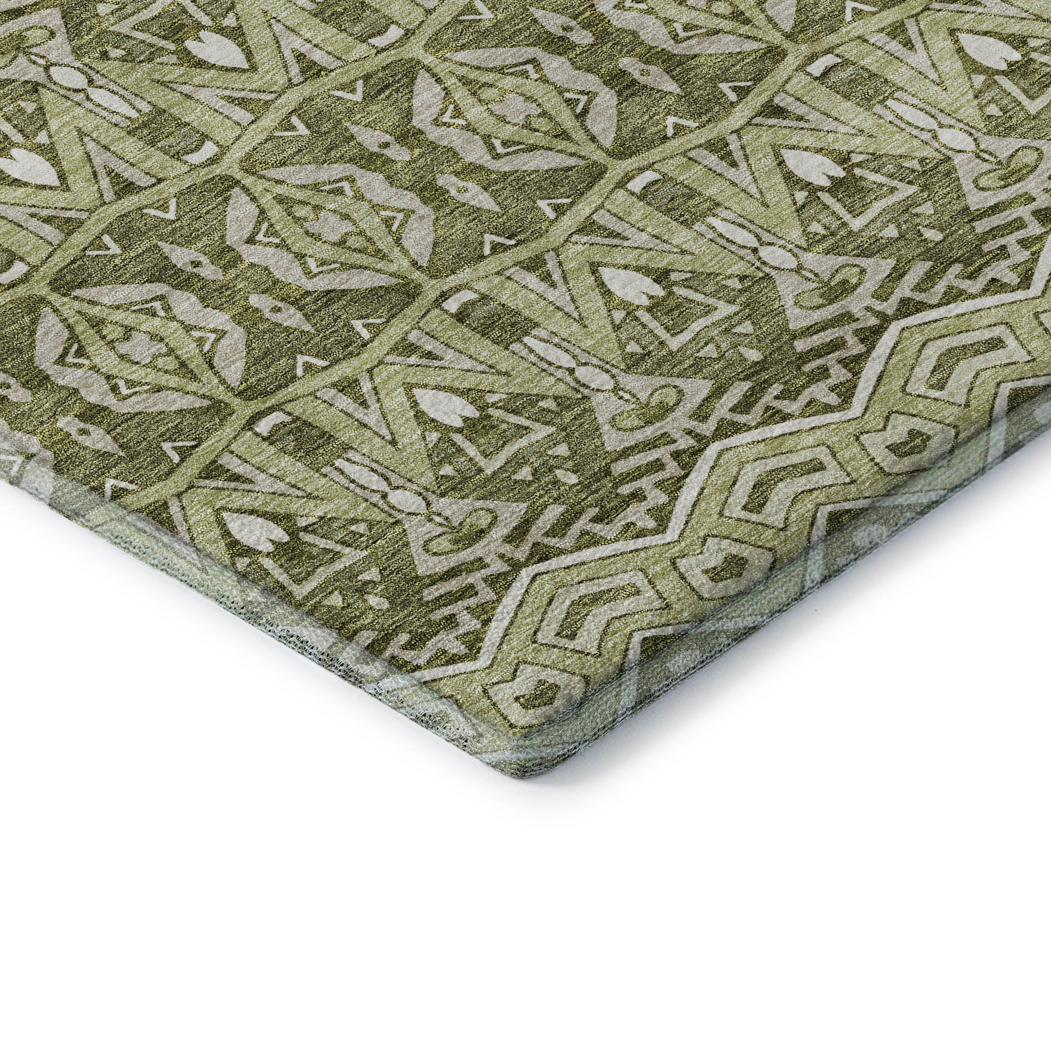 Antigua Machine Washable Transitional Aloe Green Rug 1'8" x 2'6" #shape_Rectangle