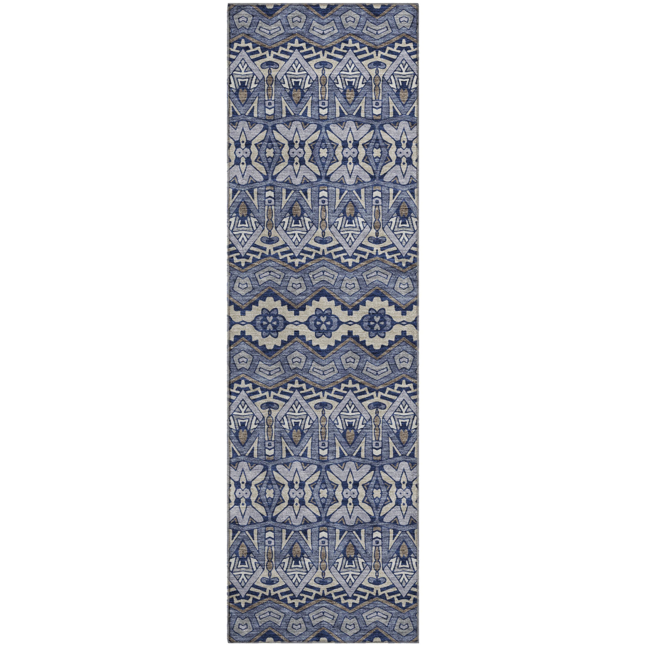 Antigua Machine Washable Transitional Denim Blue Rug 2'3" x 7'6" #shape_Runner