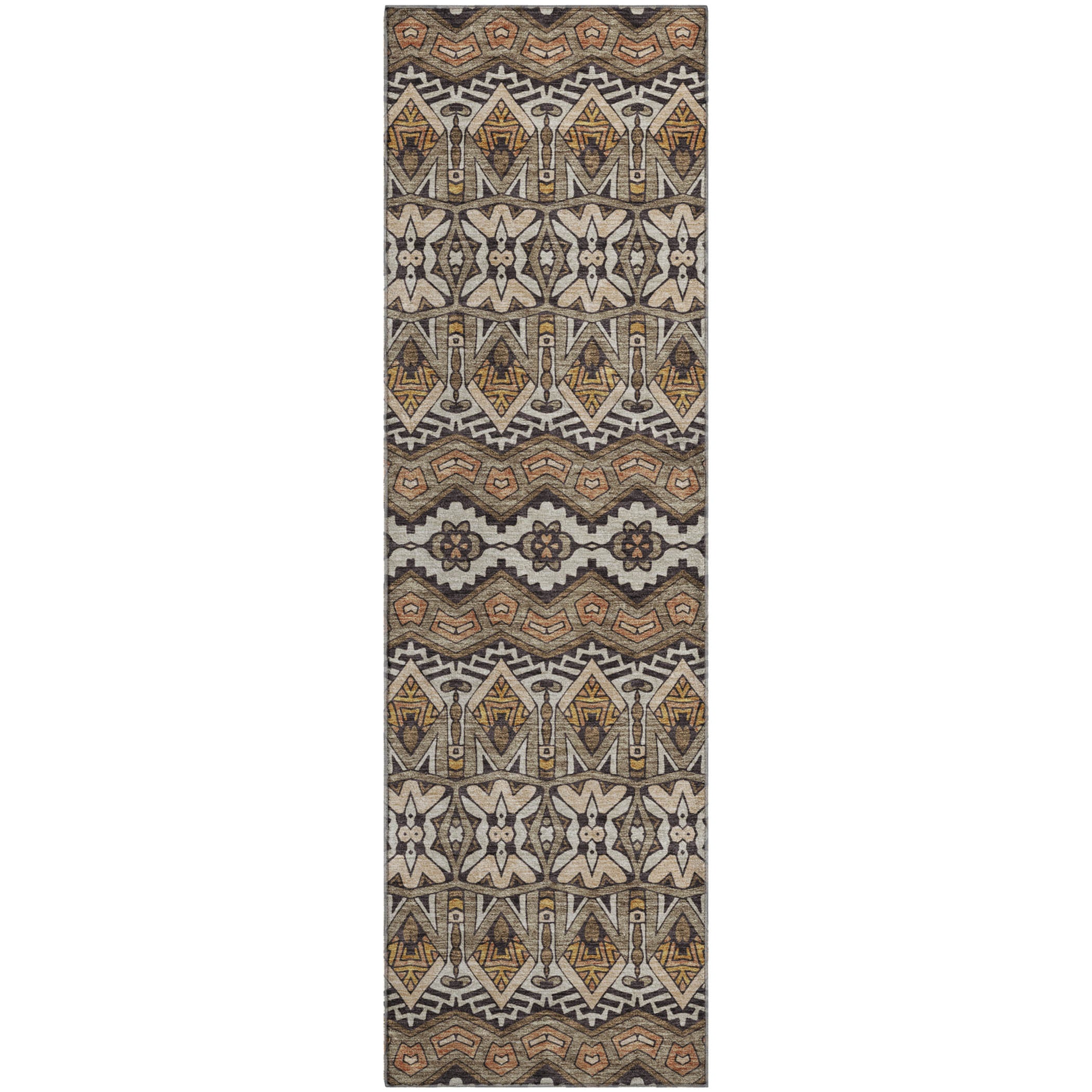 Antigua Machine Washable Transitional Taupe Brown Rug 2'3" x 7'6" #shape_Runner