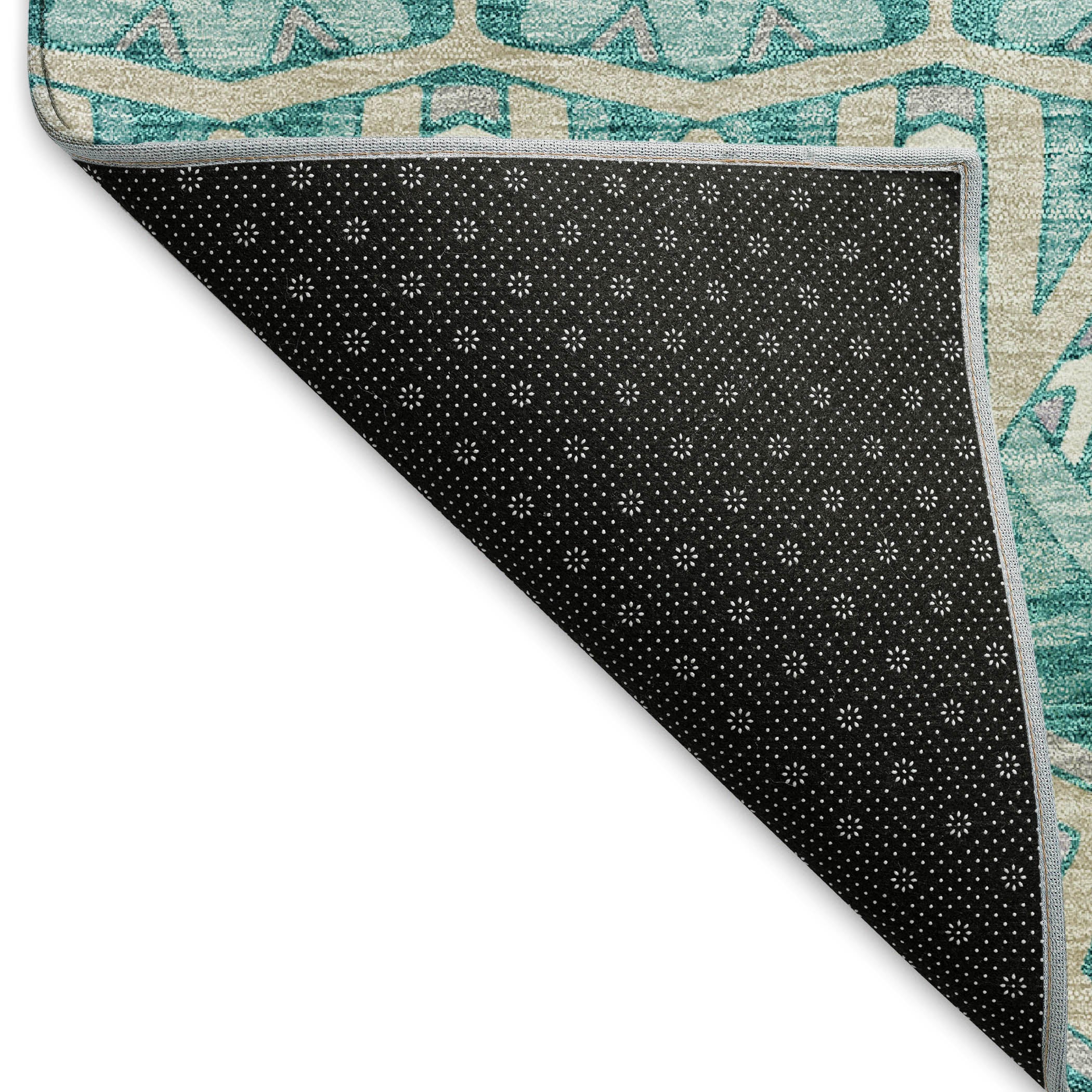 Antigua Machine Washable Transitional Teal Rug 1'8" x 2'6" #shape_Rectangle