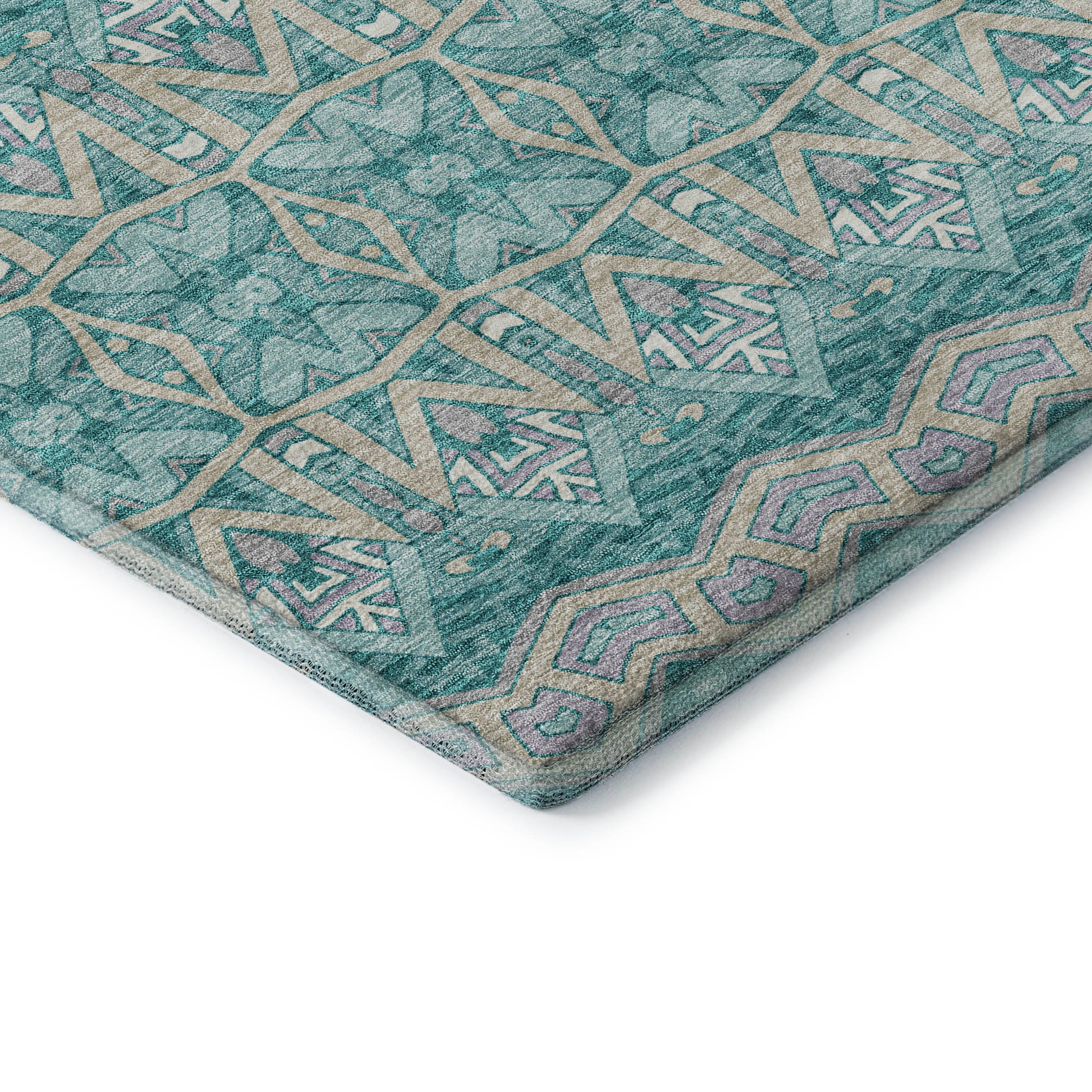 Antigua Machine Washable Transitional Teal Rug 1'8" x 2'6" #shape_Rectangle
