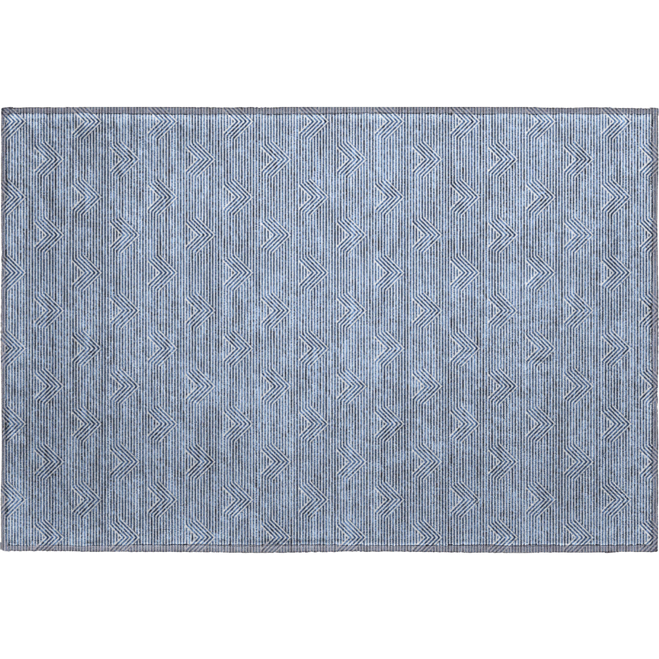 Queenstown Machine Washable Transitional Blue Rug 1'8" x 2'6" #shape_Rectangle