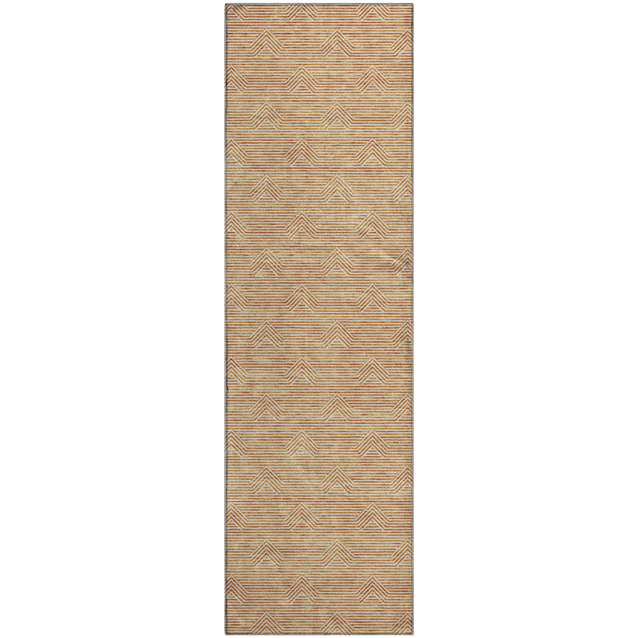 Queenstown Machine Washable Transitional Orange Rug 2'3" x 7'6" #shape_Runner