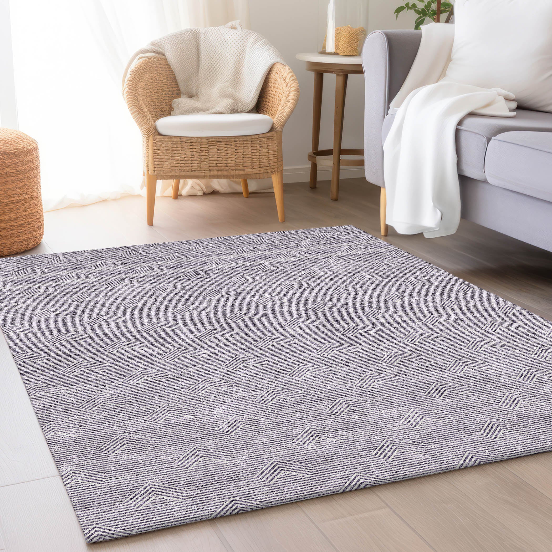 Queenstown Machine Washable Transitional Purple Rug 2'6" x 3'10" #shape_Rectangle