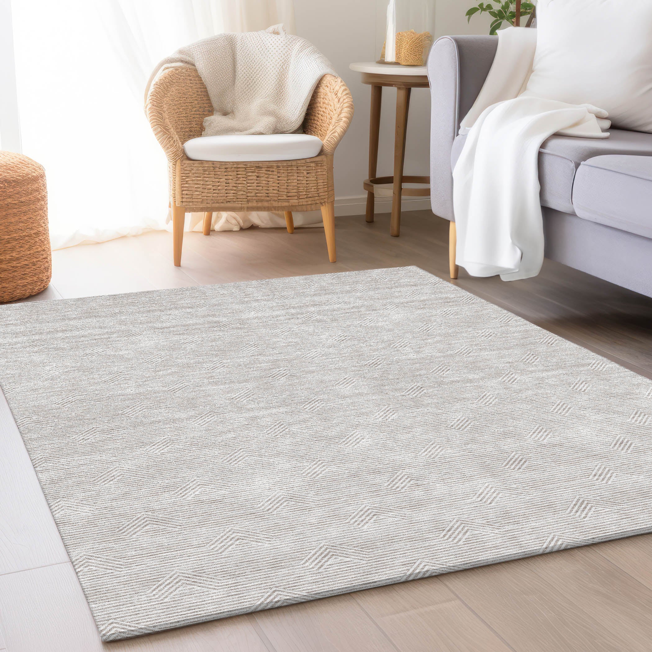 Queenstown Machine Washable Transitional Taupe Brown Rug 2'6" x 3'10" #shape_Rectangle