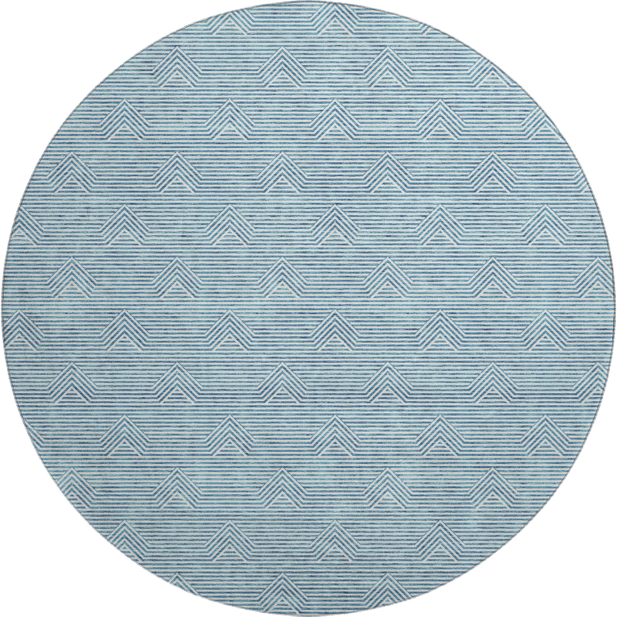 Queenstown Machine Washable Transitional Teal Rug 8' x 8' #shape_Round