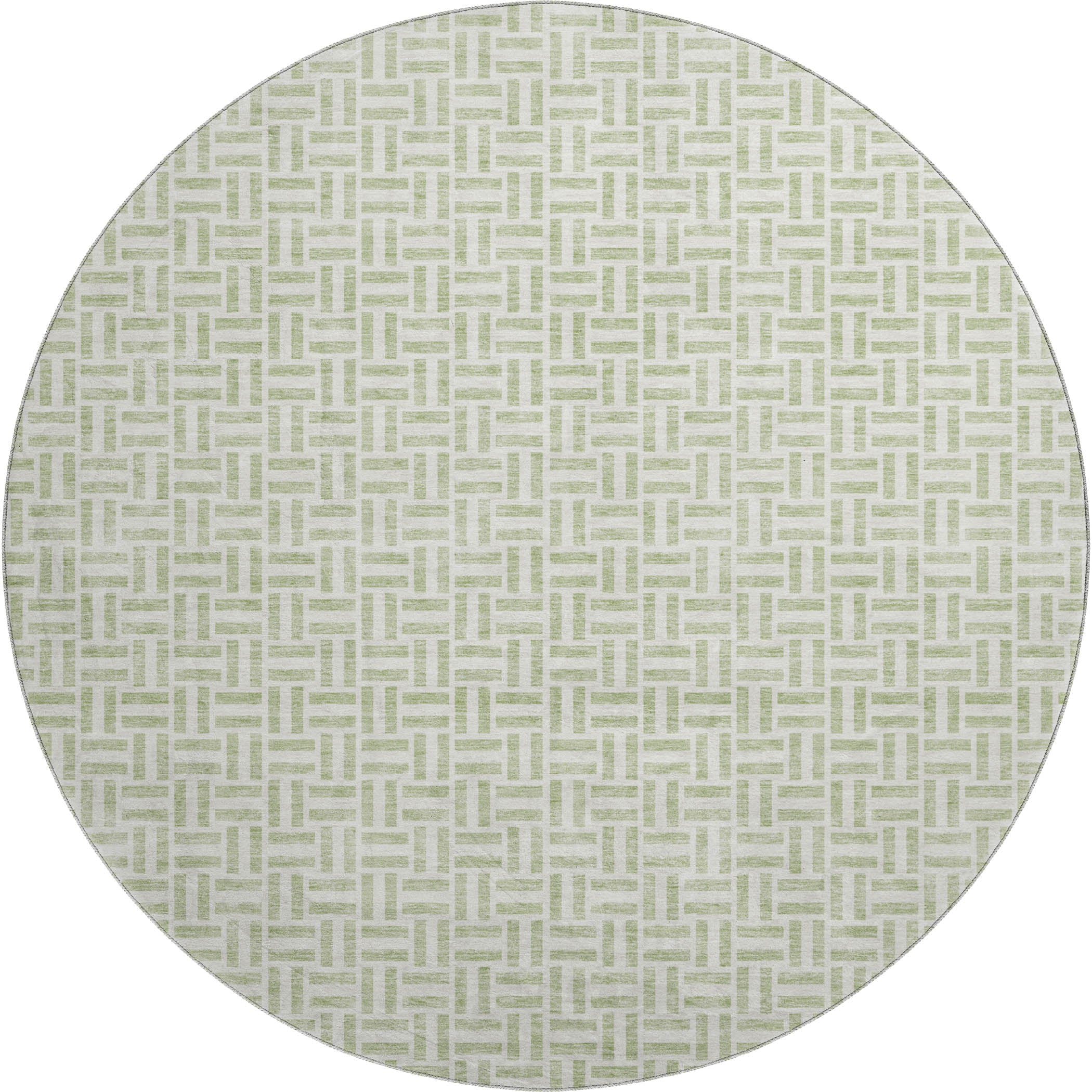 Oaxaca Machine Washable Transitional Aloe Green Rug 8' x 8' #shape_Round