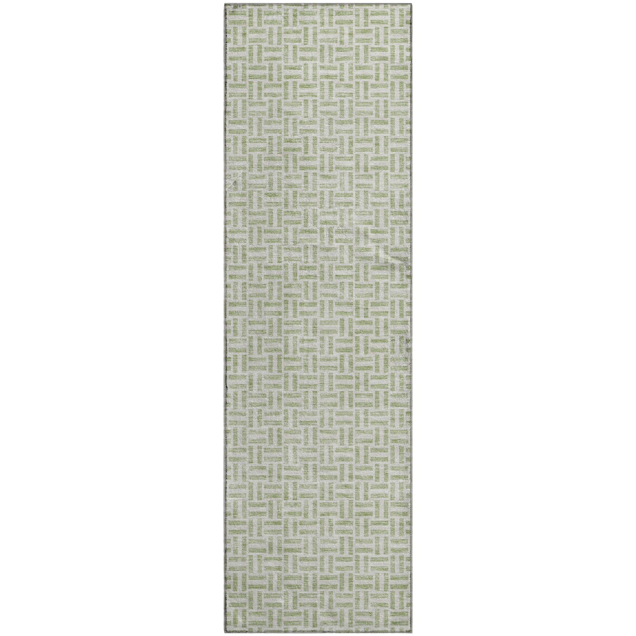 Oaxaca Machine Washable Transitional Aloe Green Rug 2'3" x 7'6" #shape_Runner