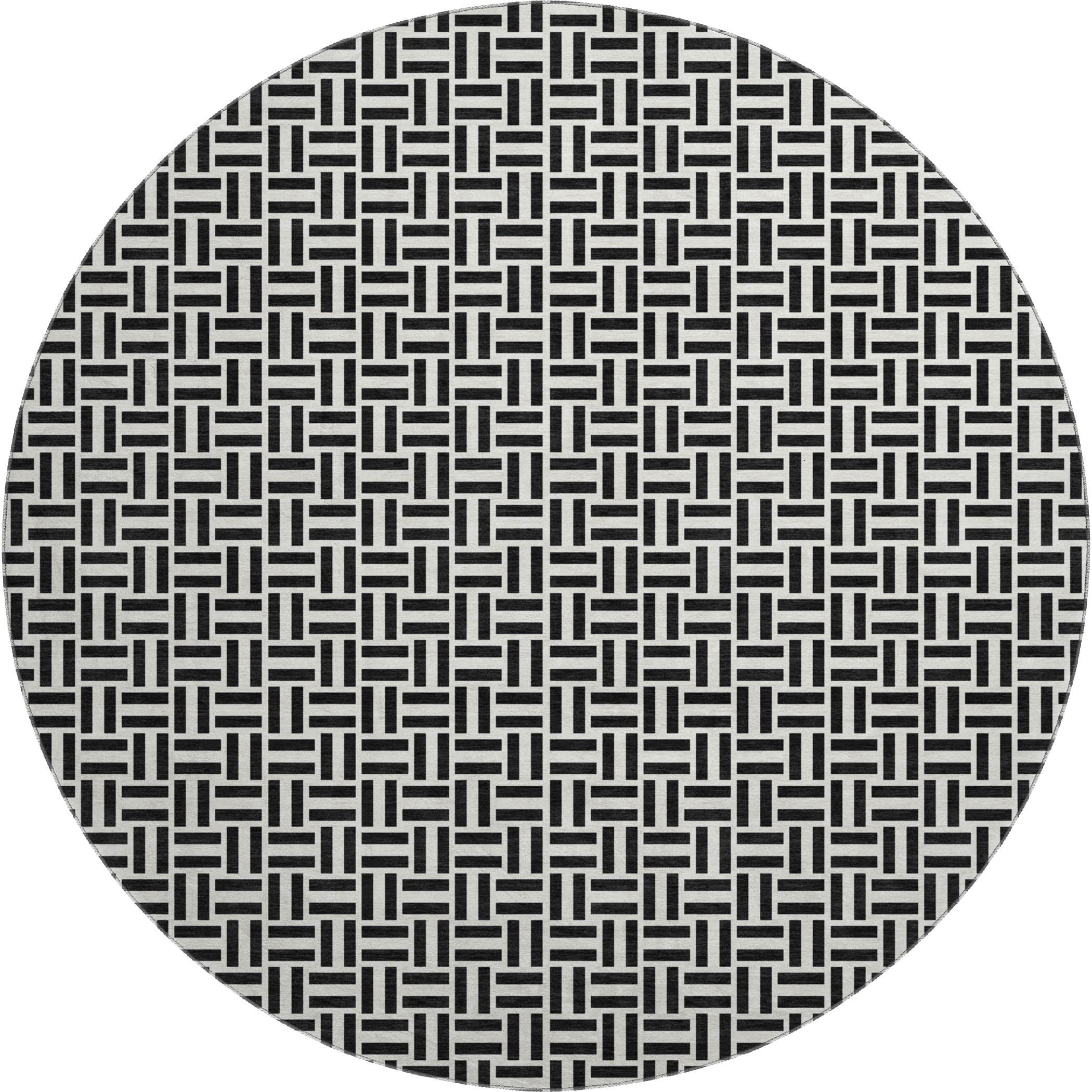 Oaxaca Machine Washable Transitional Black Rug 8' x 8' #shape_Round