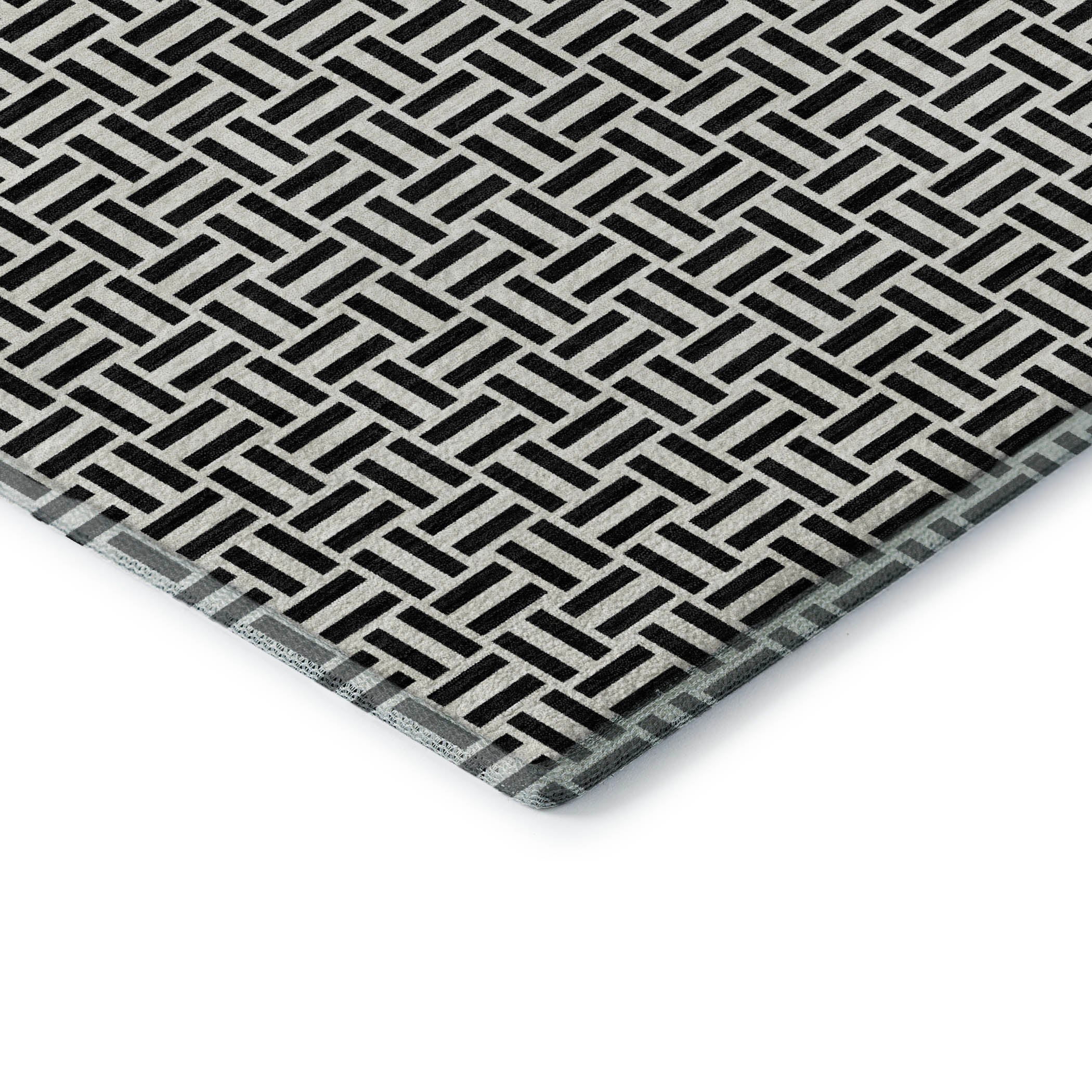 Oaxaca Machine Washable Transitional Black Rug 1'8" x 2'6" #shape_Rectangle