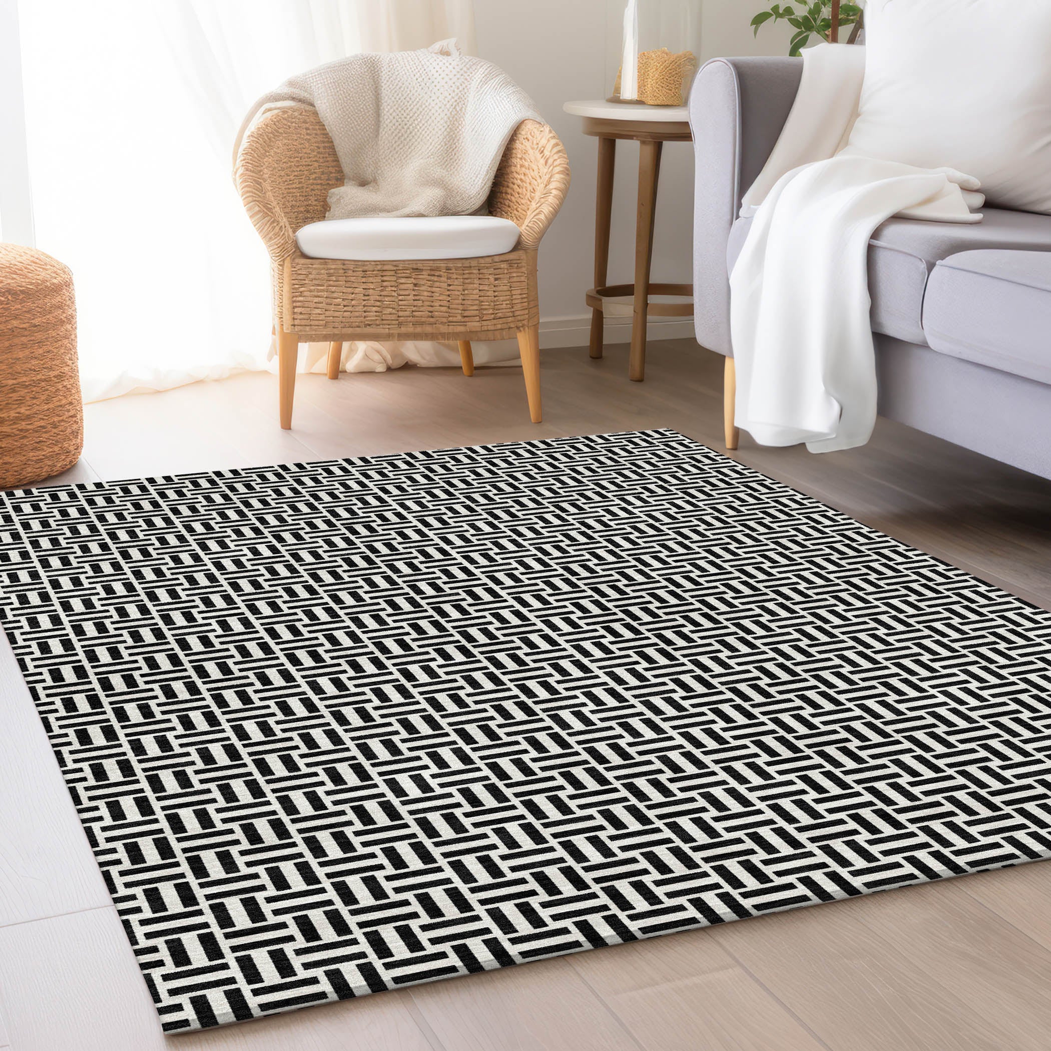 Oaxaca Machine Washable Transitional Black Rug 2'6" x 3'10" #shape_Rectangle
