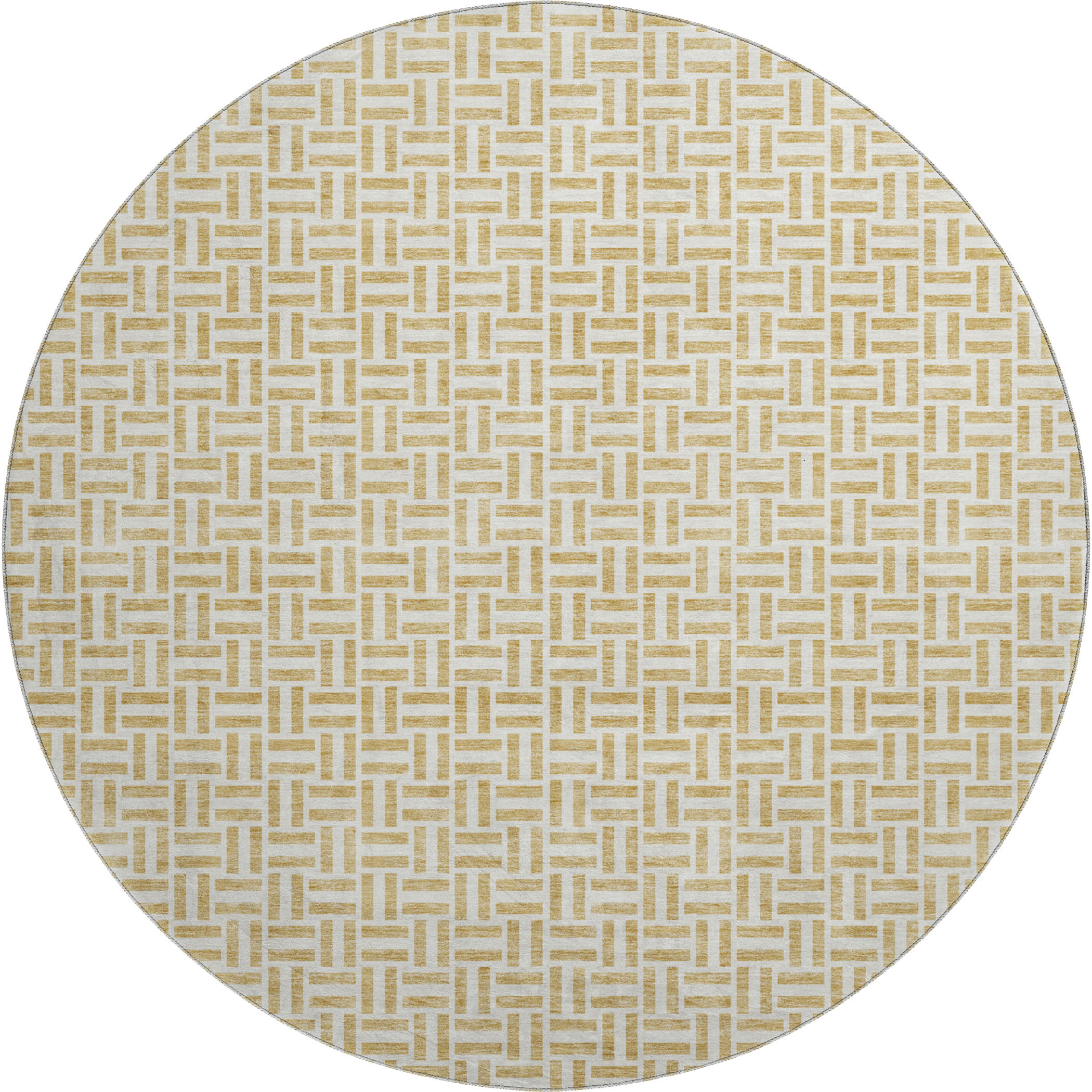 Oaxaca Machine Washable Transitional Gold Rug 8' x 8' #shape_Round