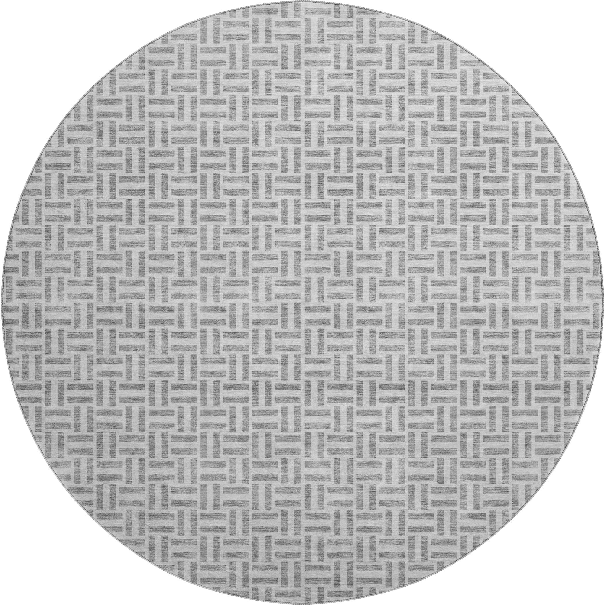Oaxaca Machine Washable Transitional Gray Rug 8' x 8' #shape_Round