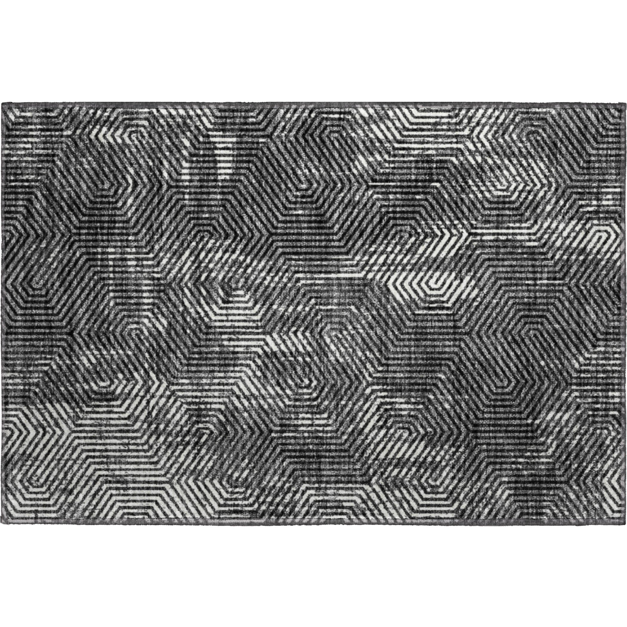 Bern Machine Washable Transitional Black Rug 1'8" x 2'6" #shape_Rectangle