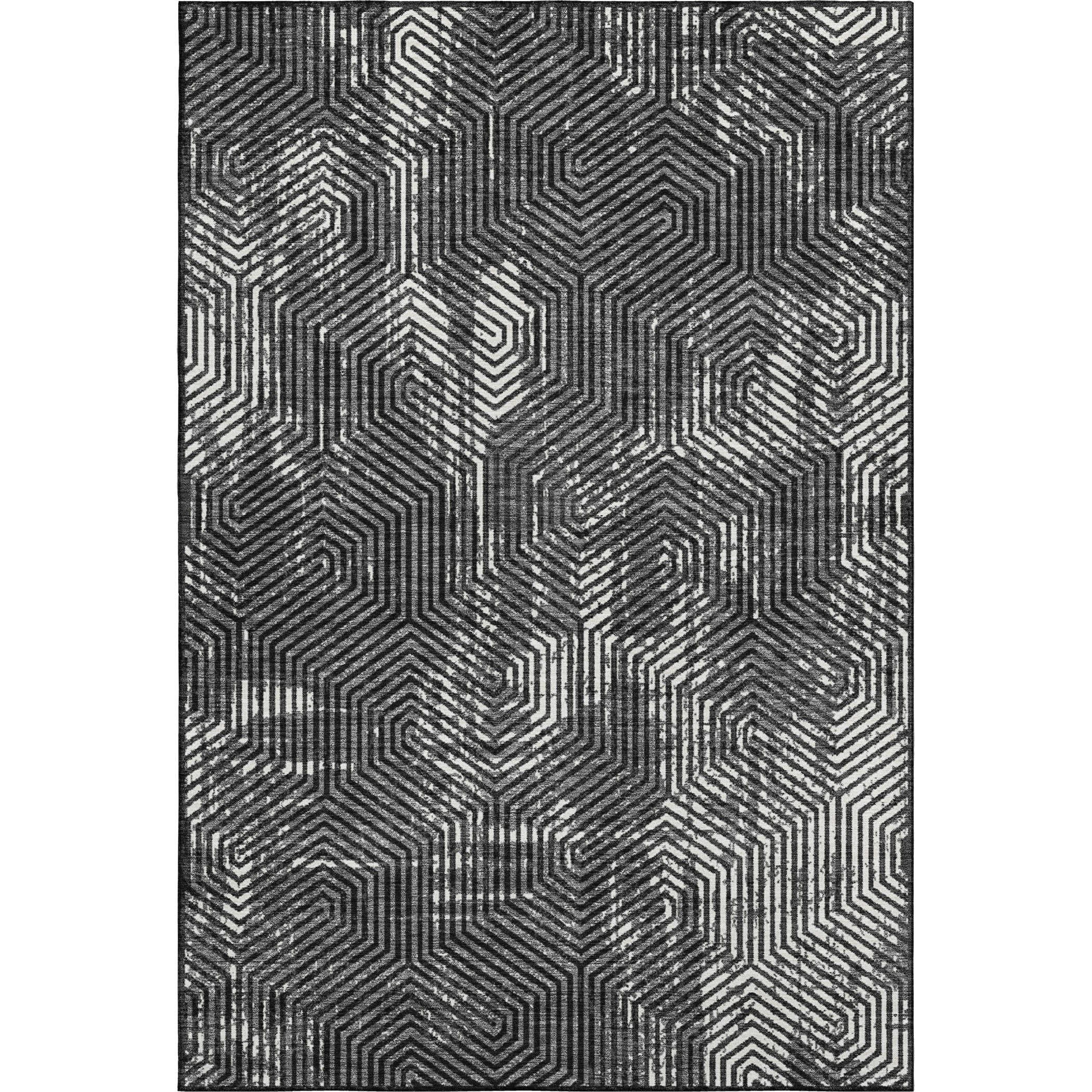 Bern Machine Washable Transitional Black Rug 2'6" x 3'10" #shape_Rectangle