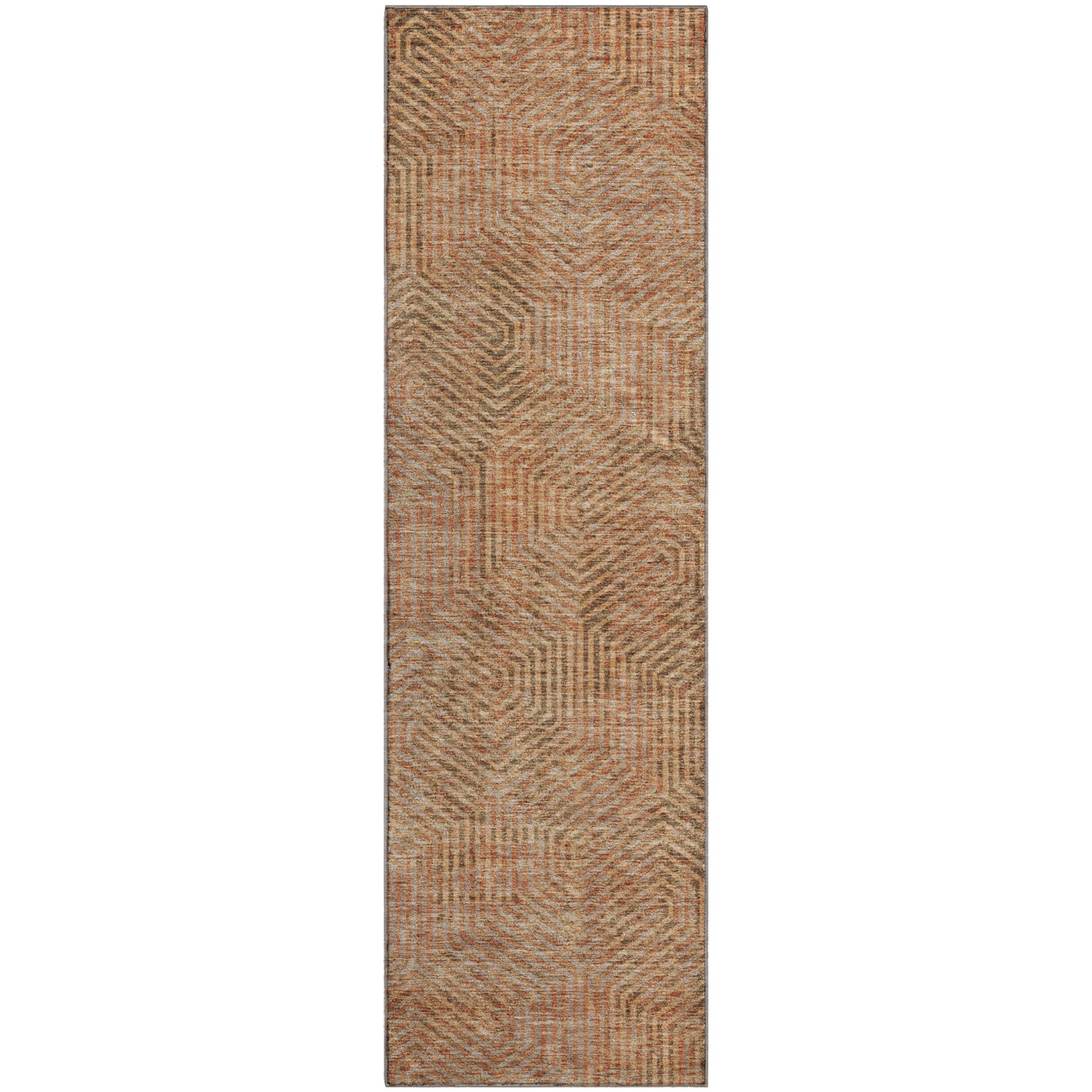 Bern Machine Washable Transitional Copper Orange Rug 2'3" x 7'6" #shape_Runner
