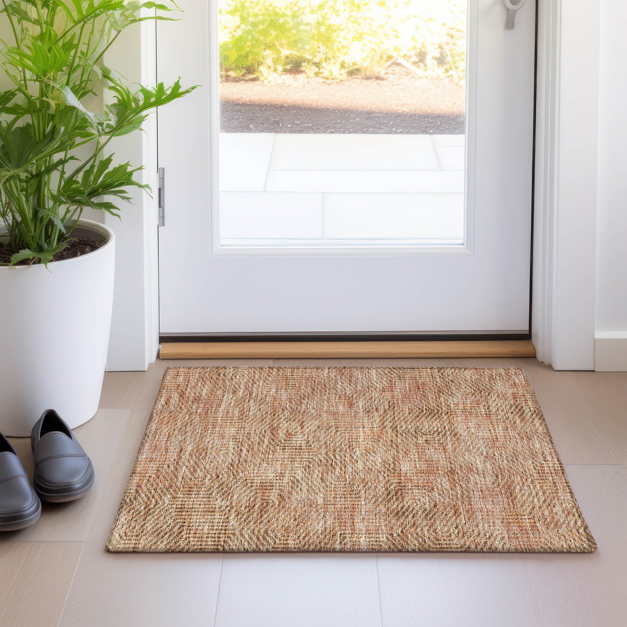 Bern Machine Washable Transitional Copper Orange Rug 1'8" x 2'6" #shape_Rectangle