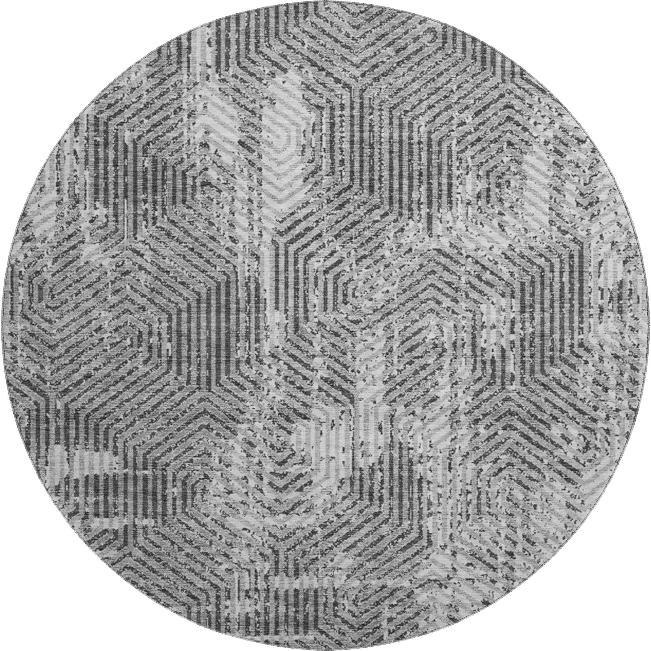 Bern Machine Washable Transitional Gray Rug 8' x 8' #shape_Round