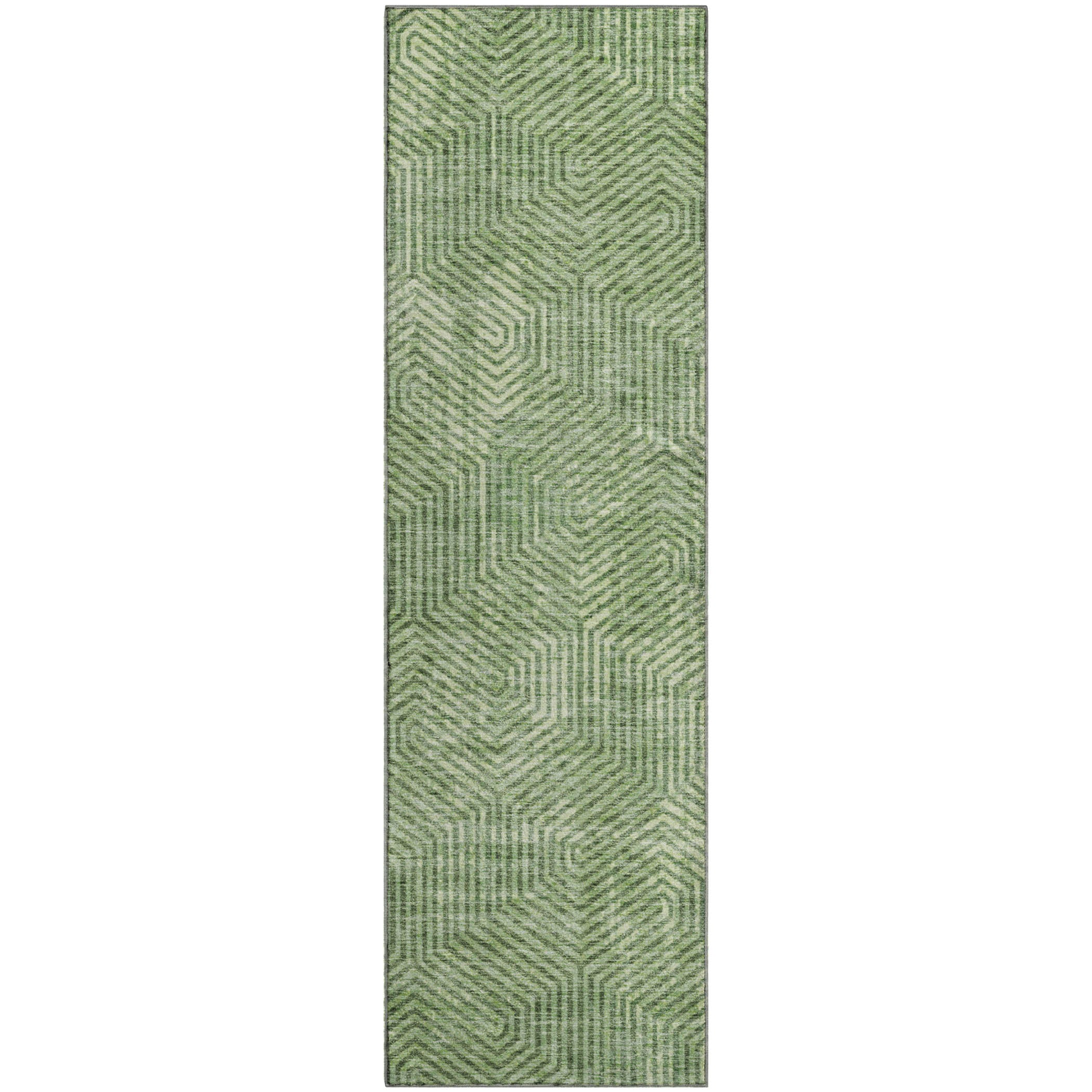 Bern Machine Washable Transitional Green Rug 2'3" x 7'6" #shape_Runner
