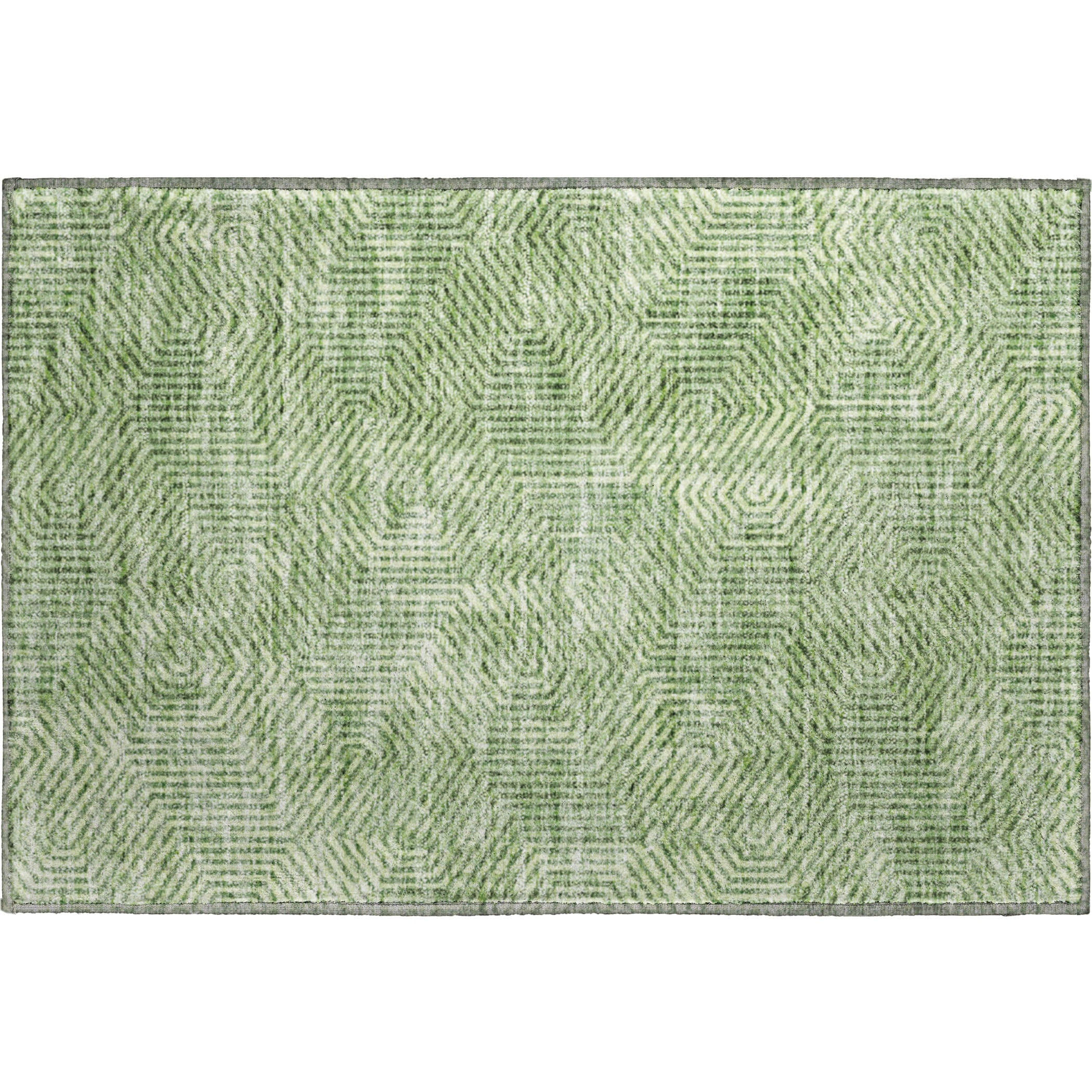 Bern Machine Washable Transitional Green Rug 1'8" x 2'6" #shape_Rectangle
