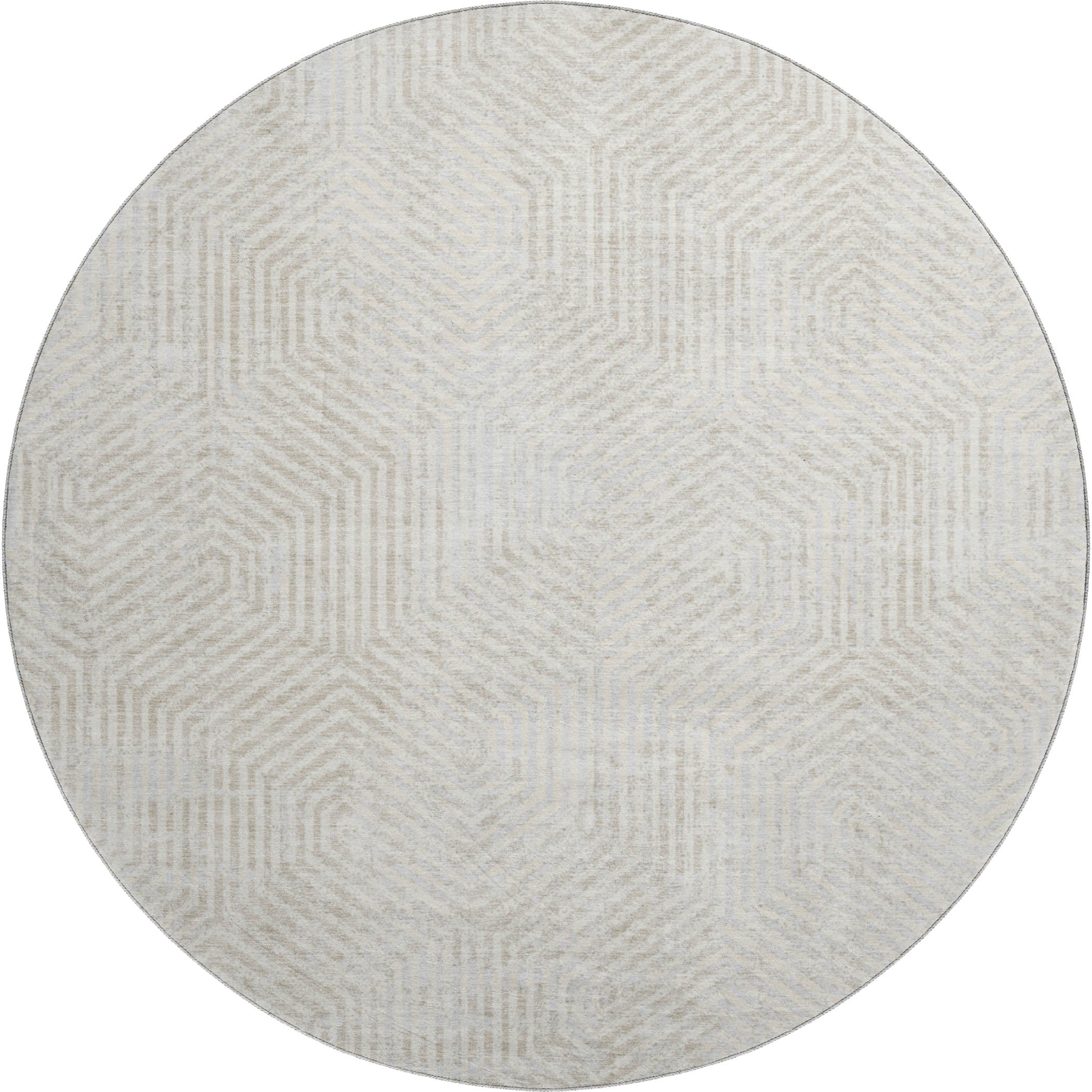 Bern Machine Washable Transitional Ivory Rug 8' x 8' #shape_Round