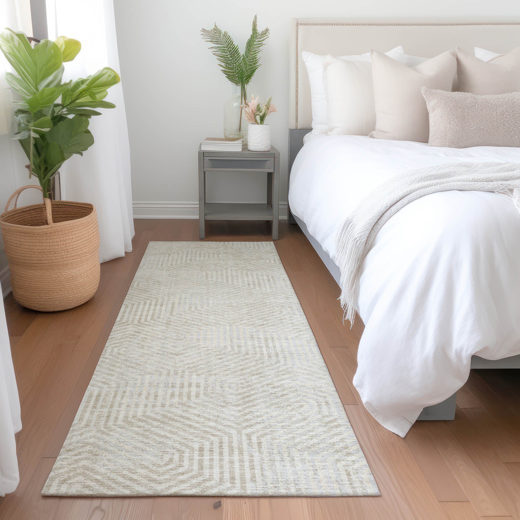 Bern Machine Washable Transitional Ivory Rug 2'3" x 7'6" #shape_Runner