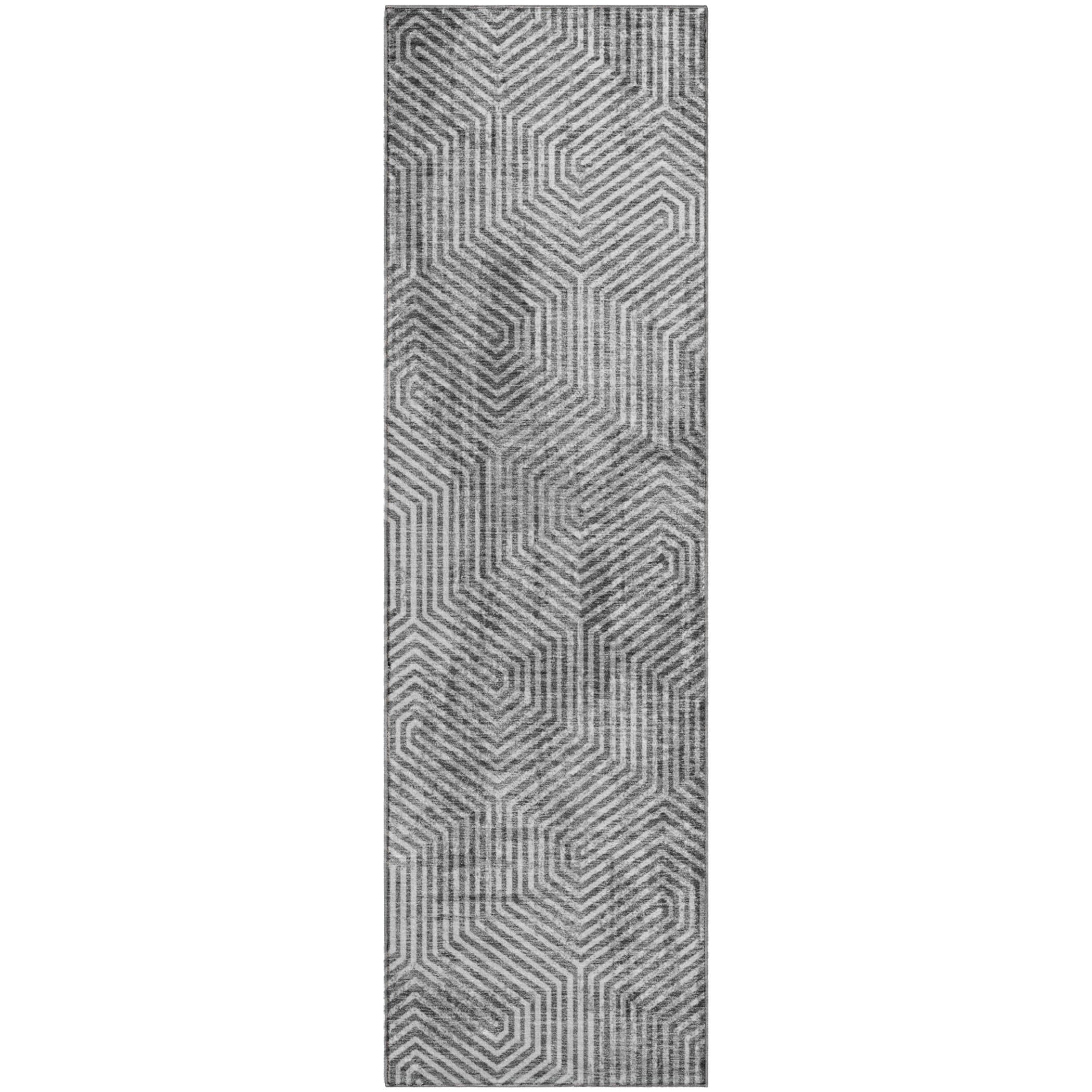 Bern Machine Washable Transitional Silver Gray Rug 2'3" x 7'6" #shape_Runner