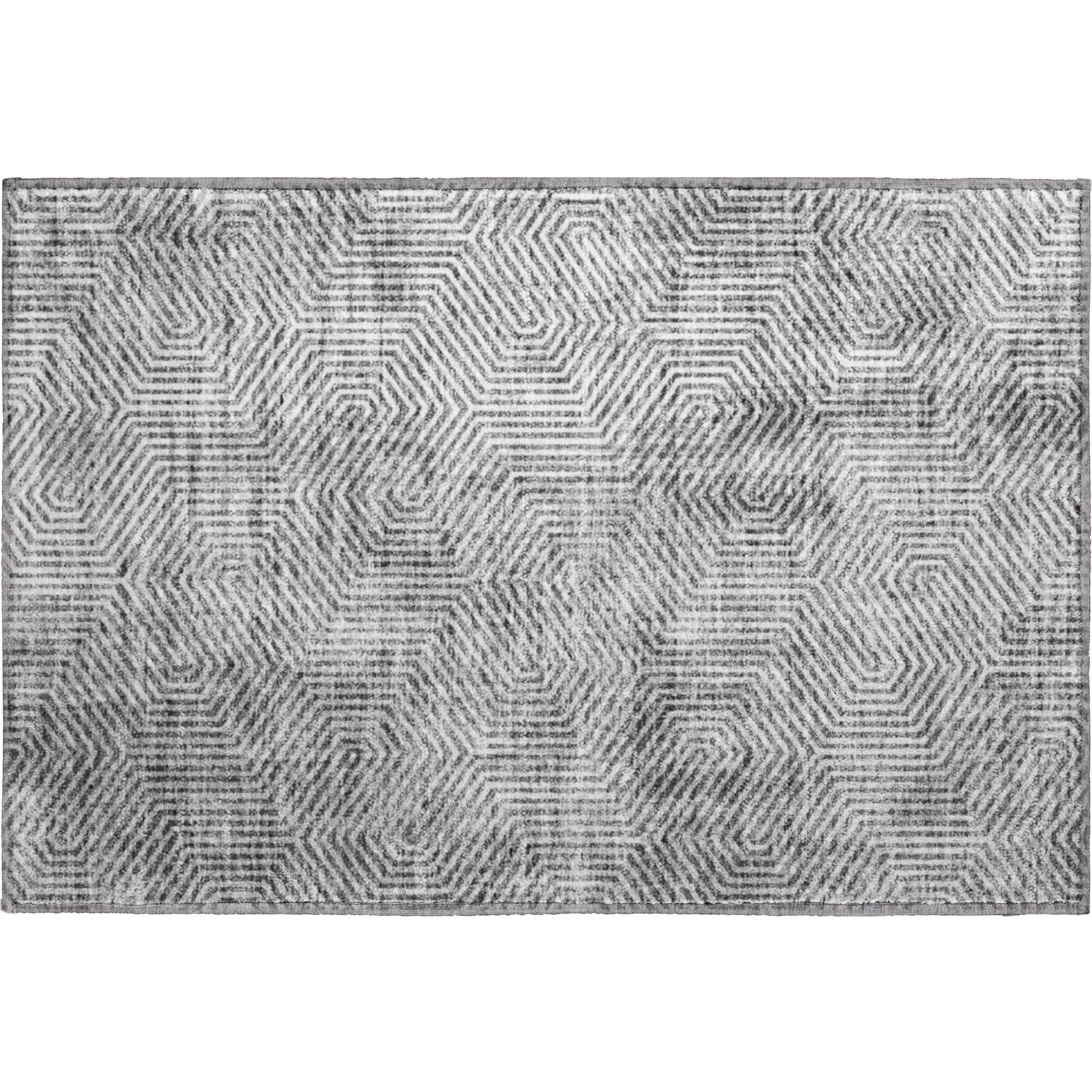 Bern Machine Washable Transitional Silver Gray Rug 1'8" x 2'6" #shape_Rectangle